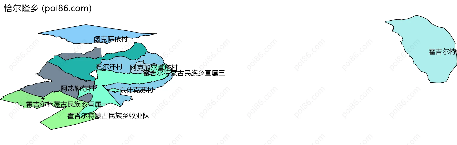 恰尔隆乡边界地图(五级行政区划)