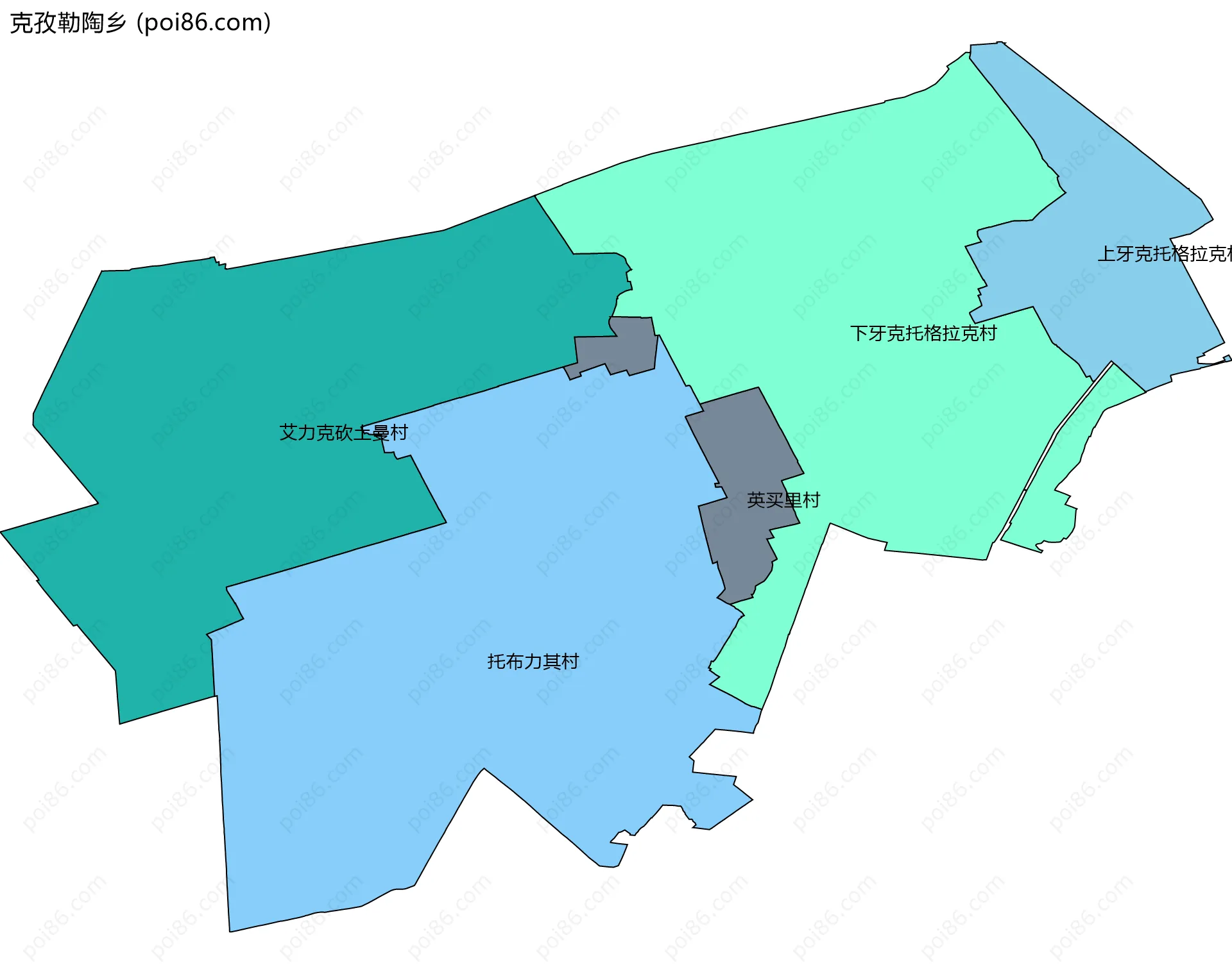 克孜勒陶乡边界地图(五级行政区划)