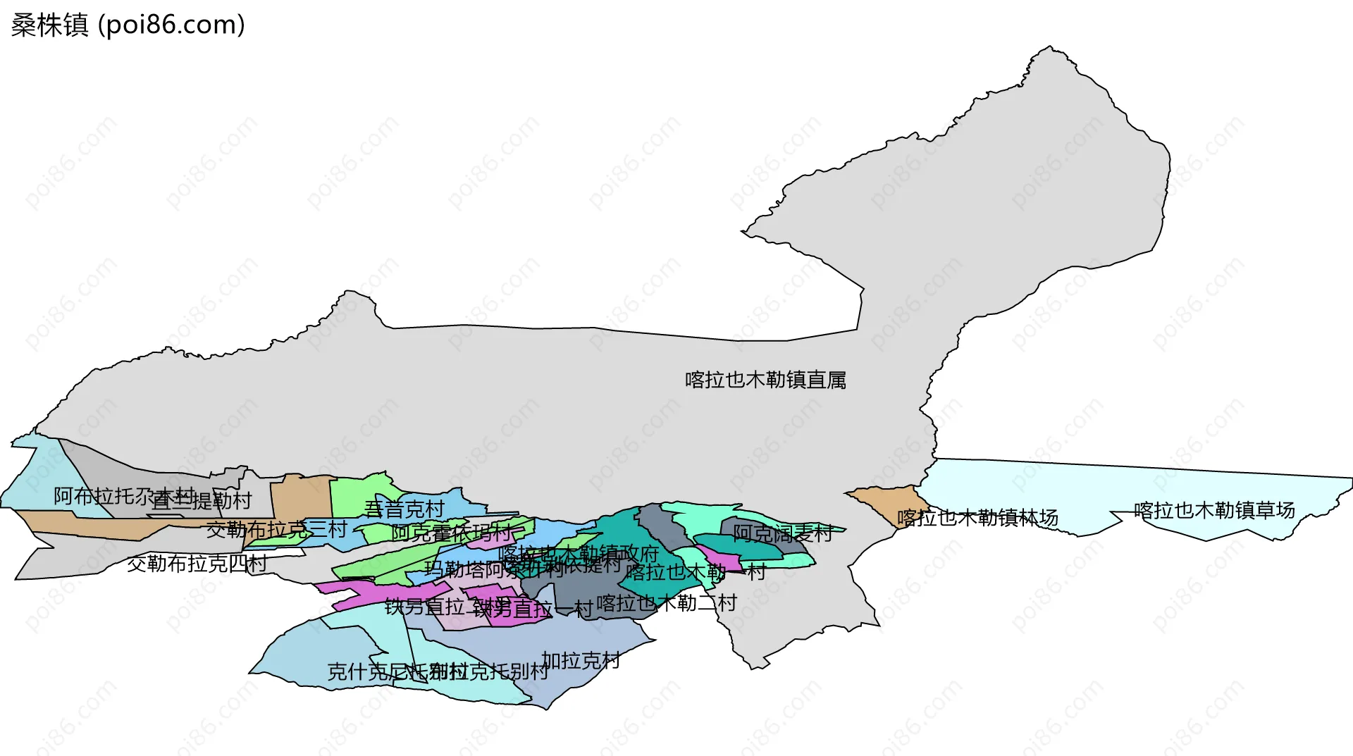 桑株镇边界地图(五级行政区划)