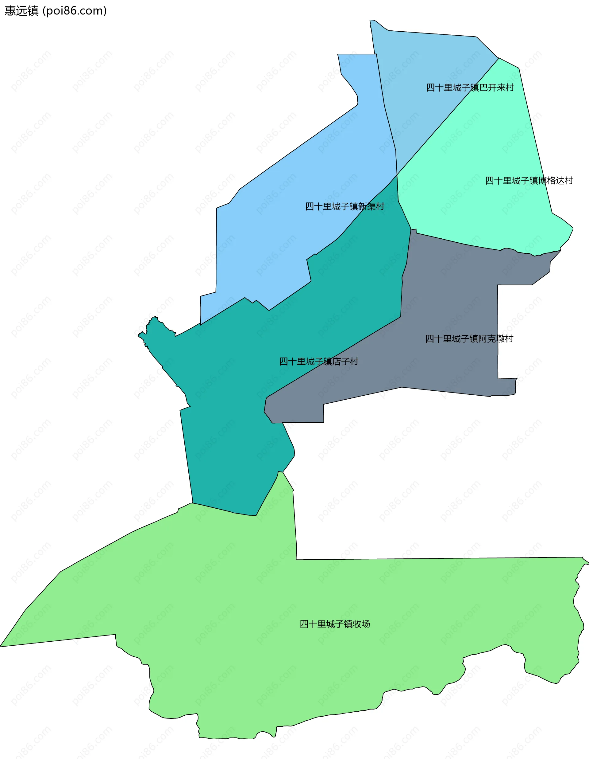 惠远镇边界地图(五级行政区划)