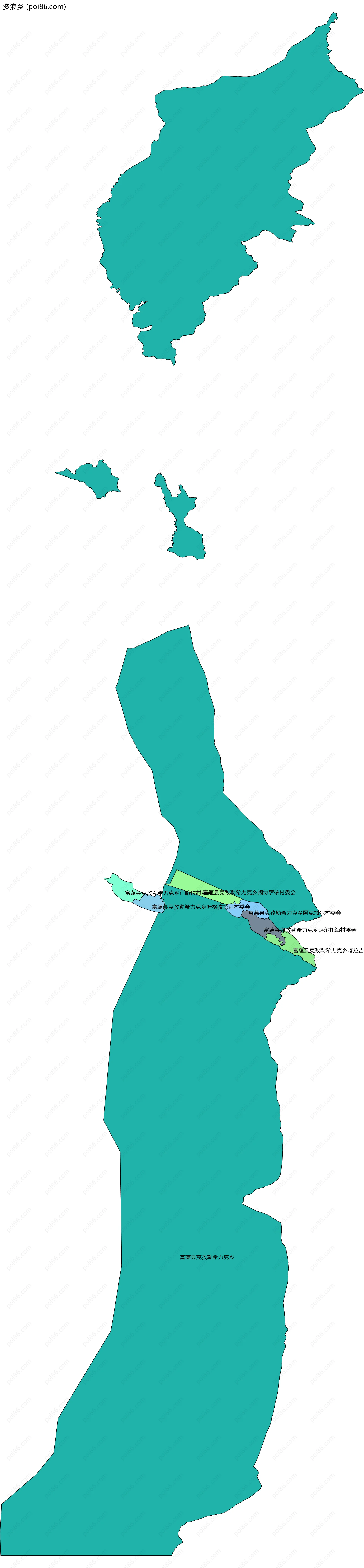 多浪乡边界地图(五级行政区划)