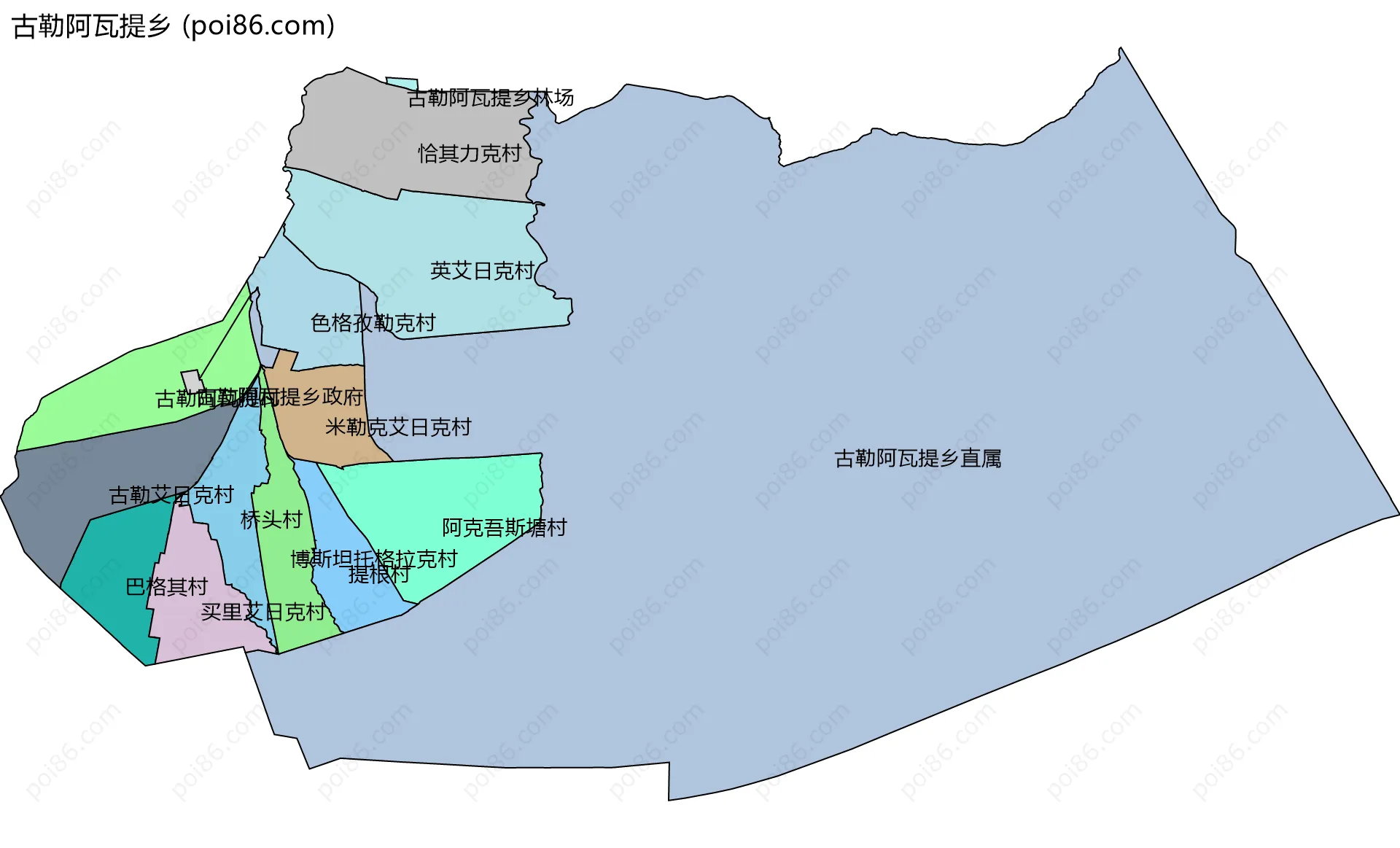 古勒阿瓦提乡边界地图(五级行政区划)