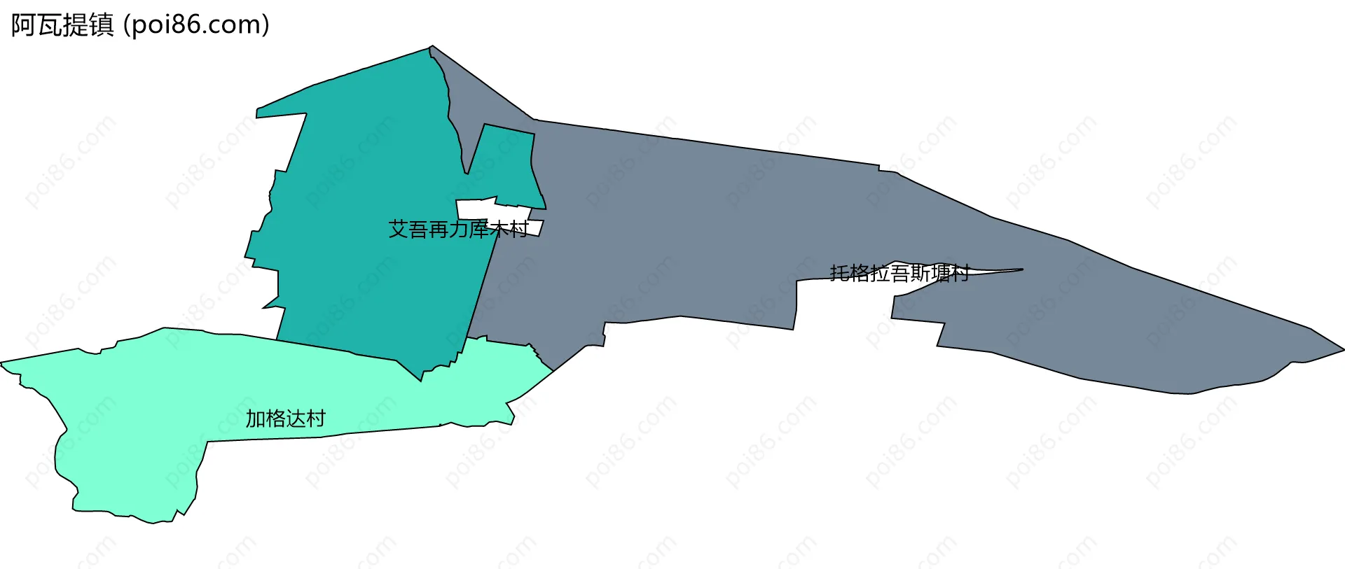 阿瓦提镇边界地图(五级行政区划)