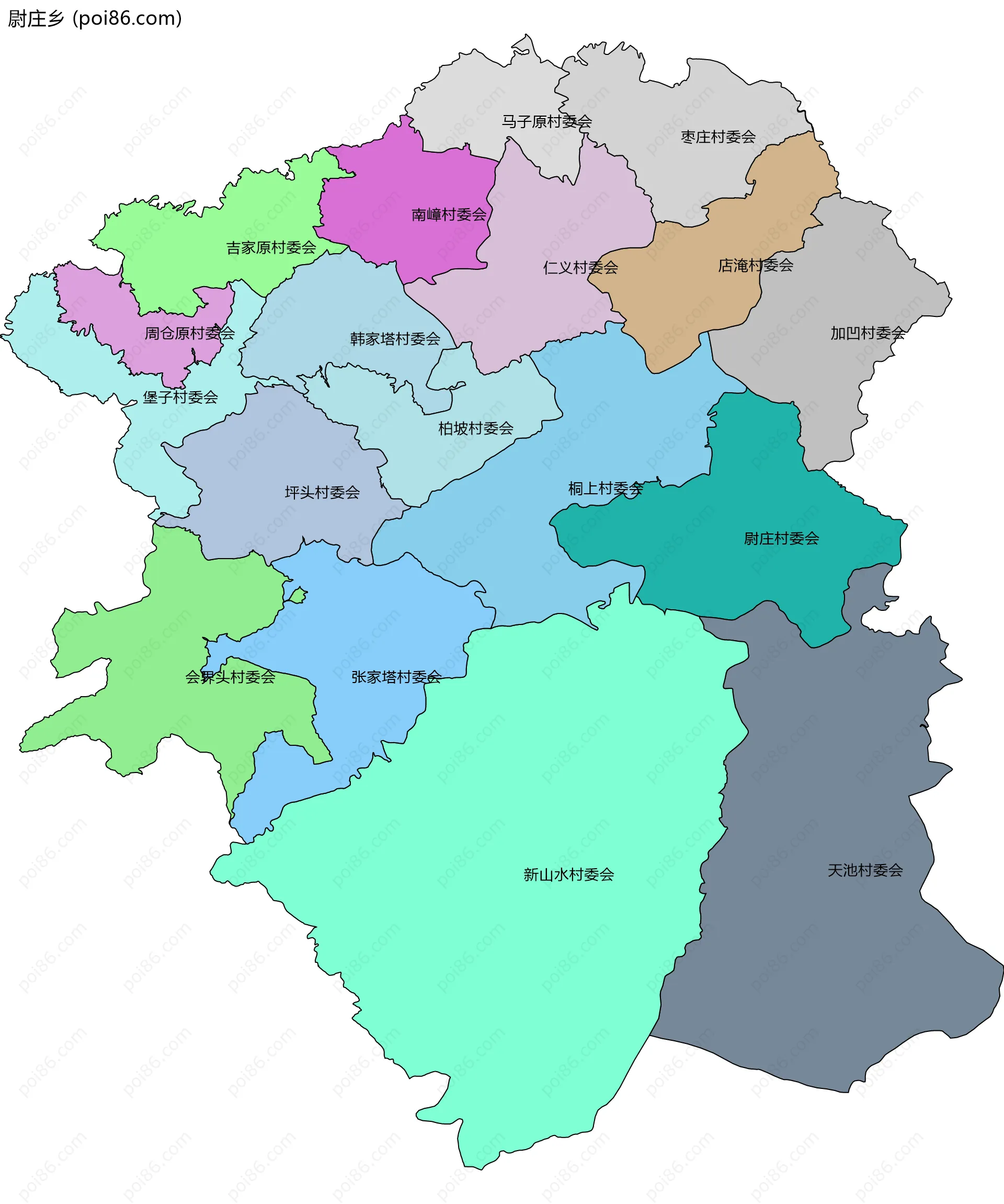 尉庄乡边界地图(五级行政区划)