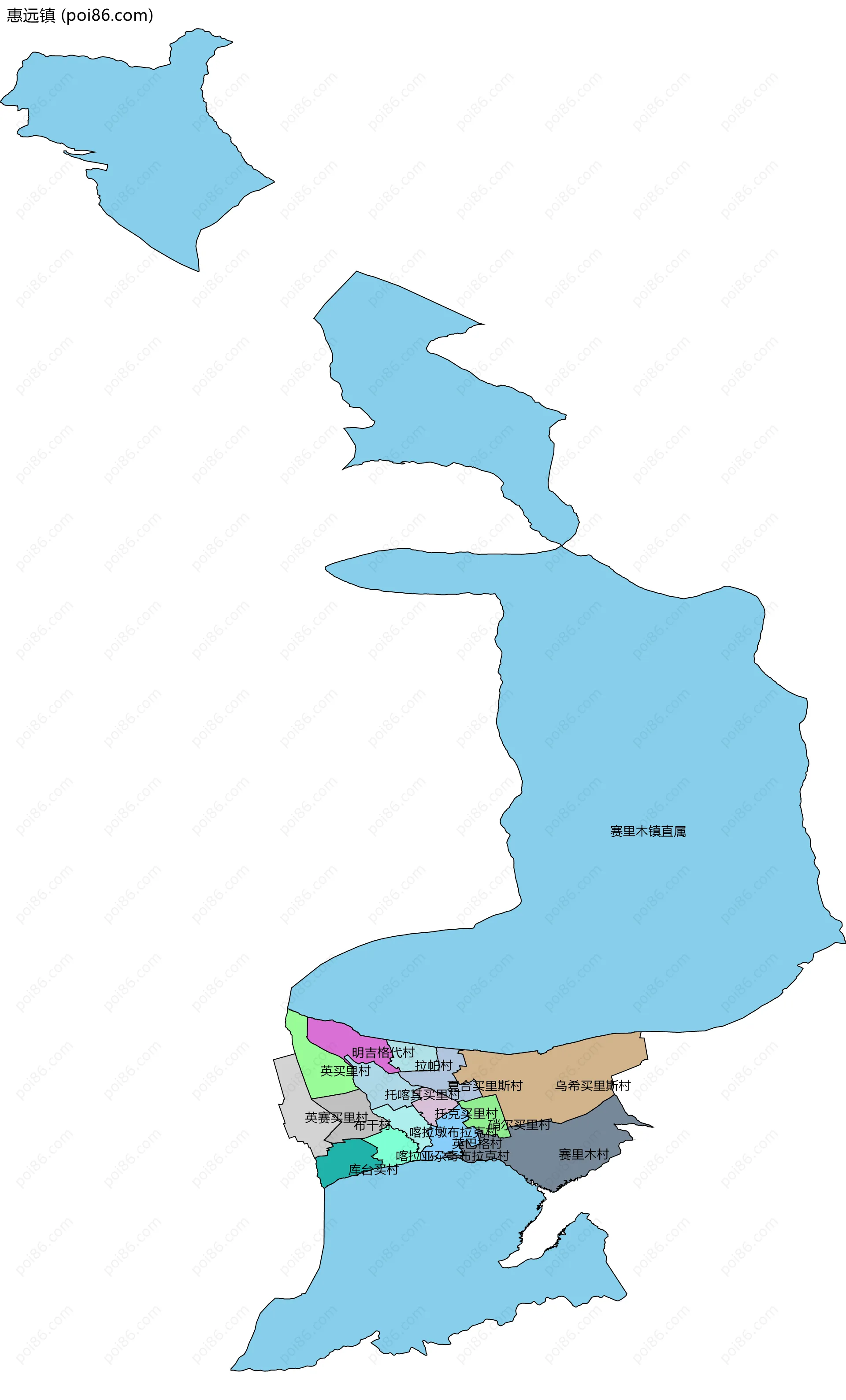 惠远镇边界地图(五级行政区划)