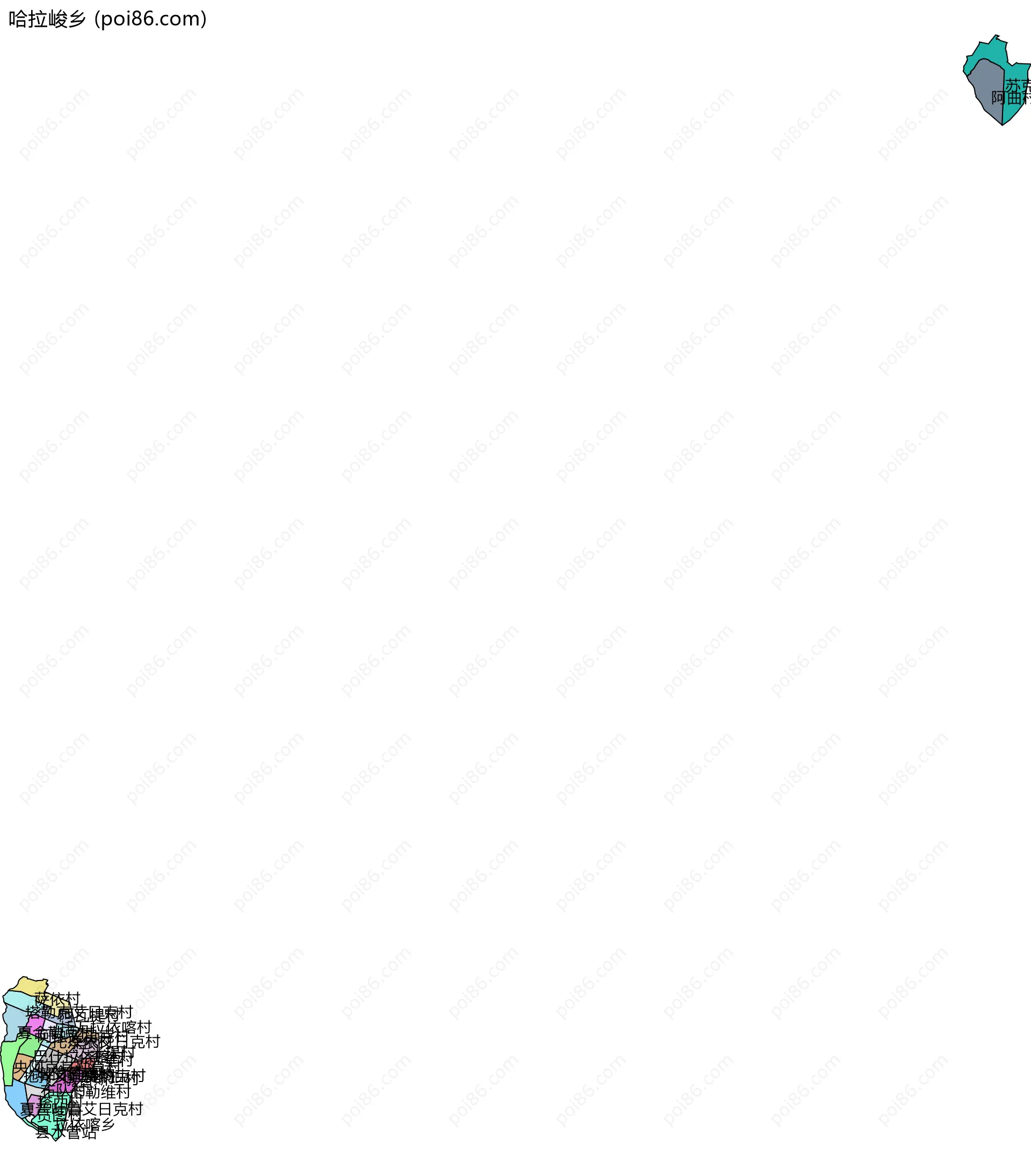哈拉峻乡边界地图(五级行政区划)