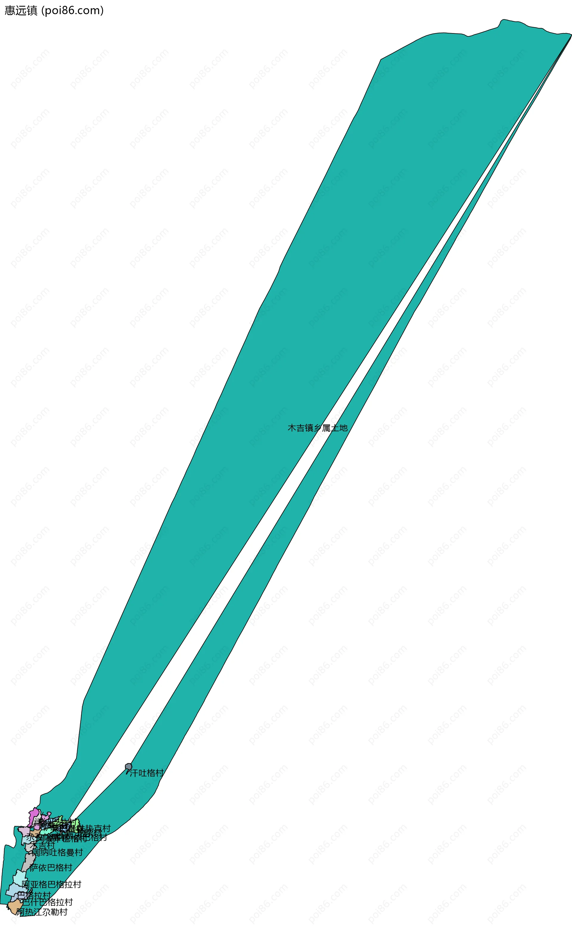 惠远镇边界地图(五级行政区划)