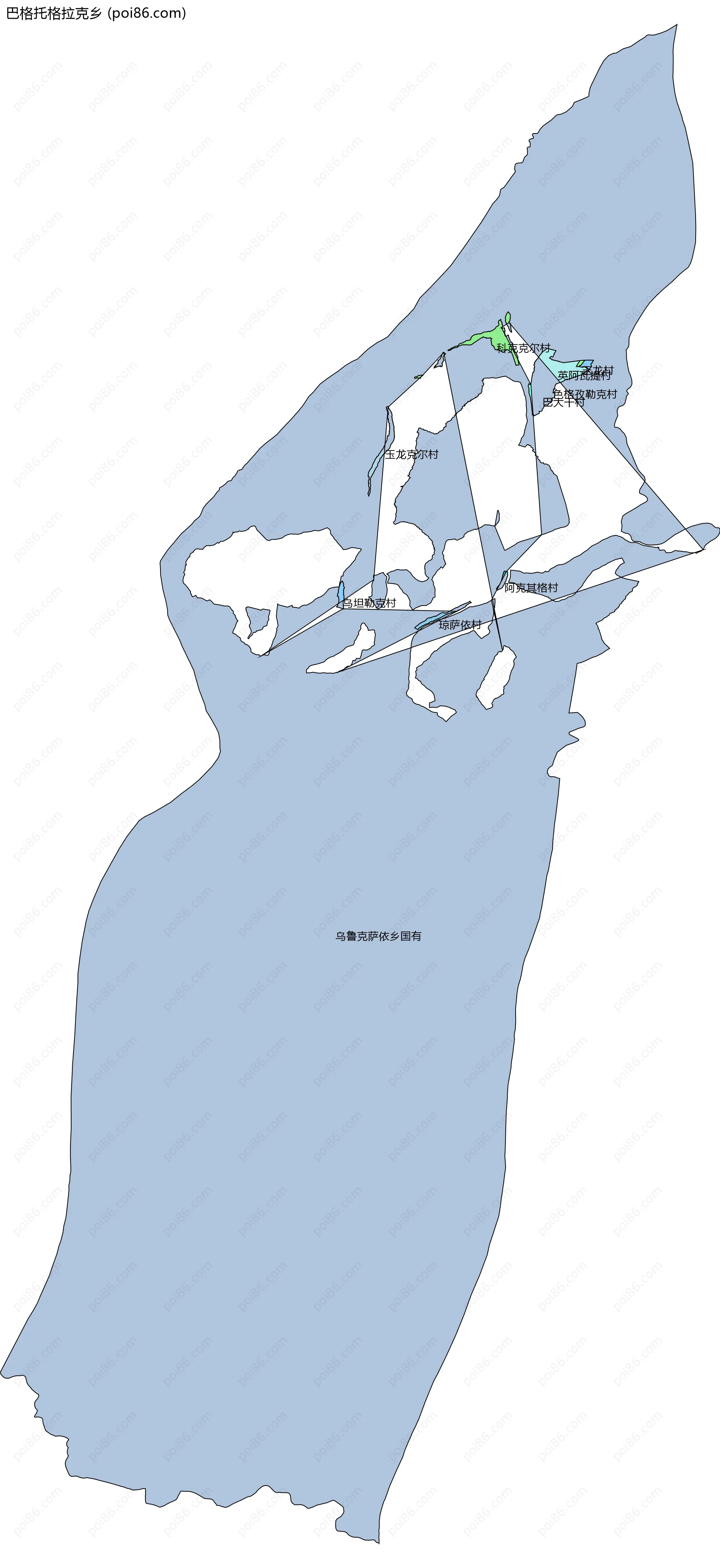 巴格托格拉克乡边界地图(五级行政区划)