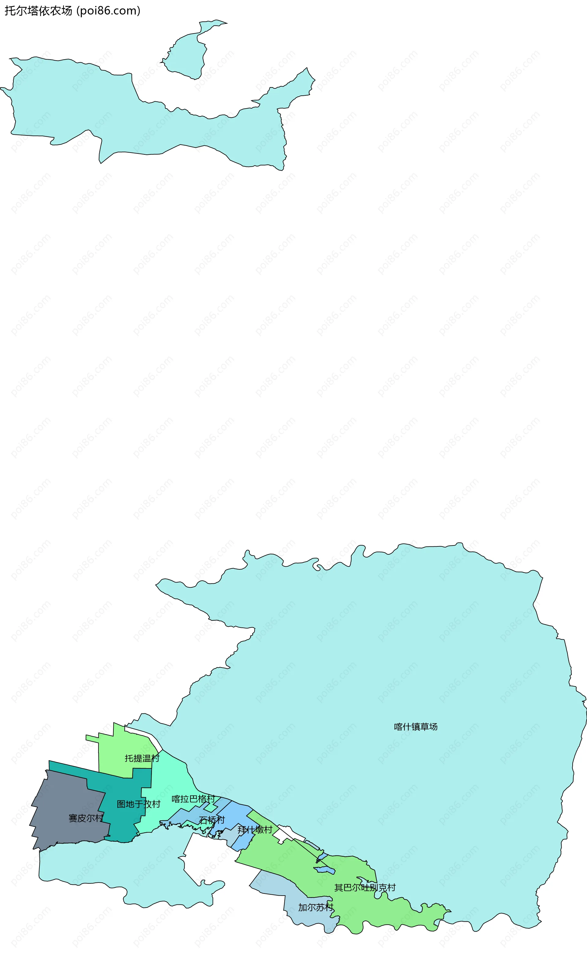 托尔塔依农场边界地图(五级行政区划)
