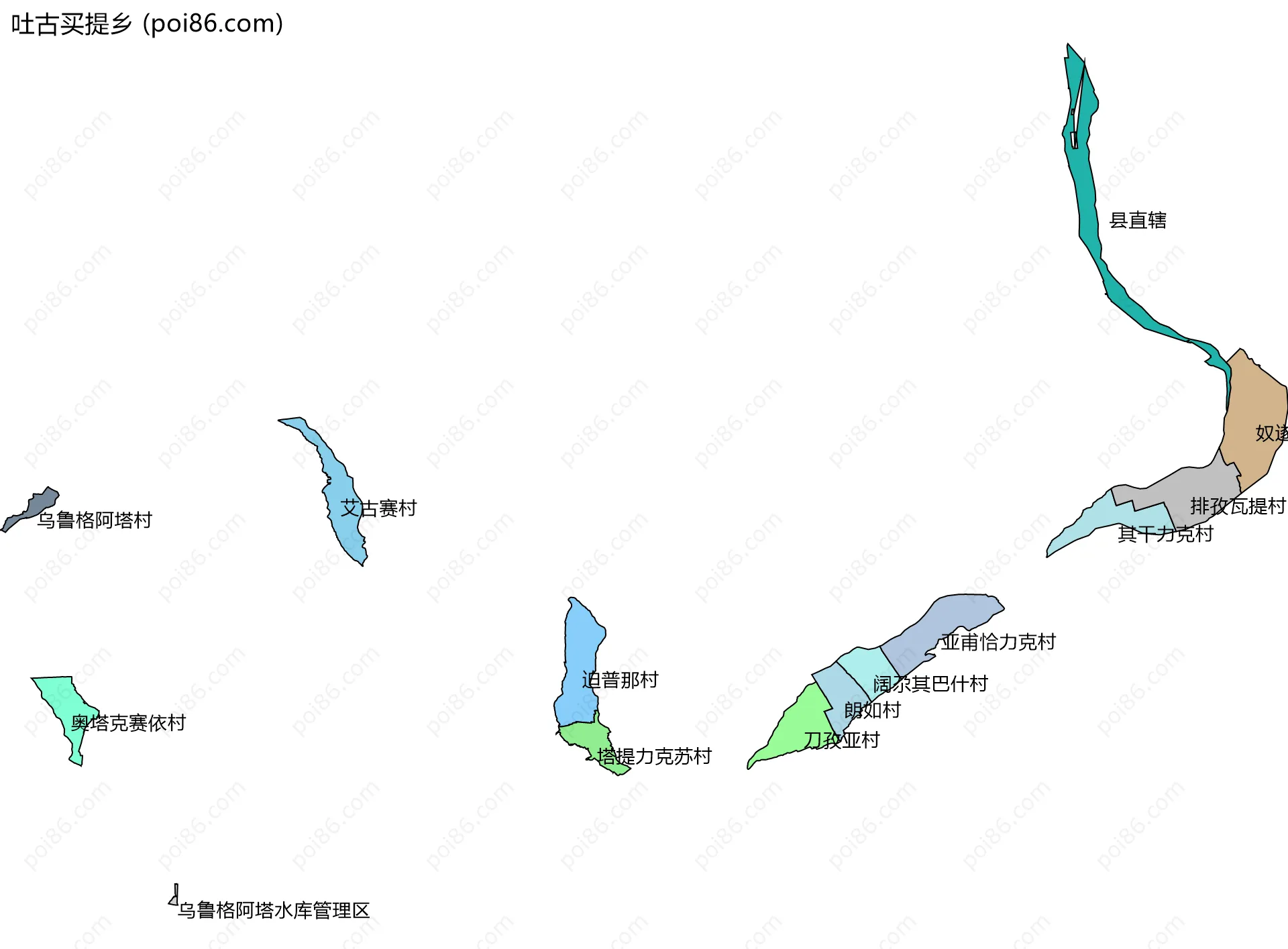 吐古买提乡边界地图(五级行政区划)