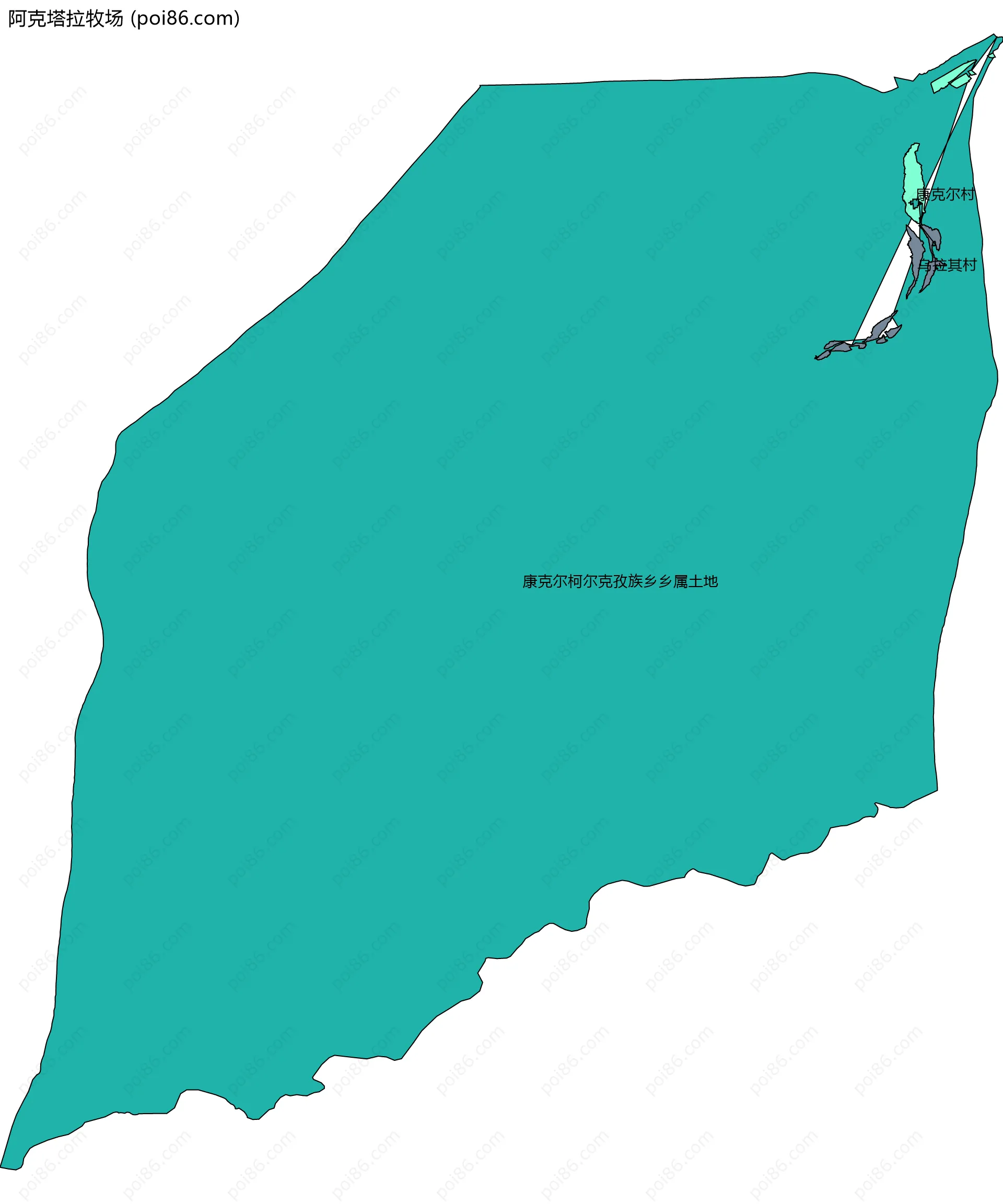 阿克塔拉牧场边界地图(五级行政区划)