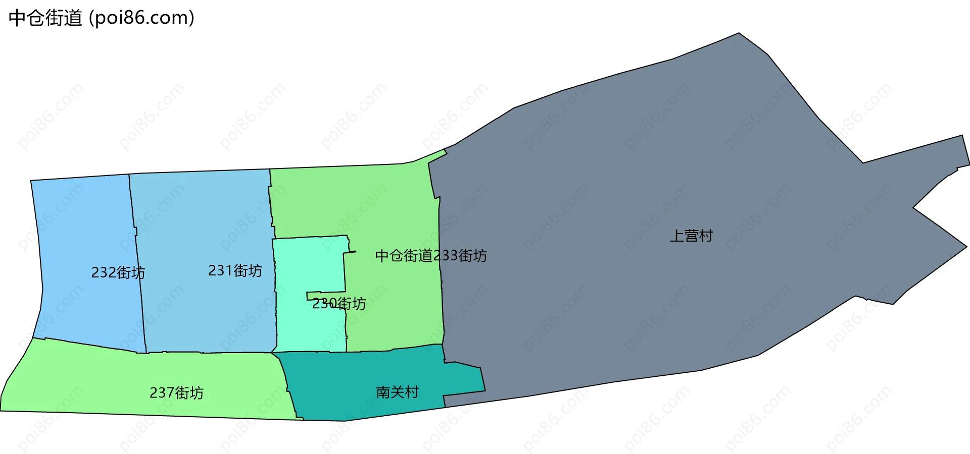 中仓街道边界地图(五级行政区划)