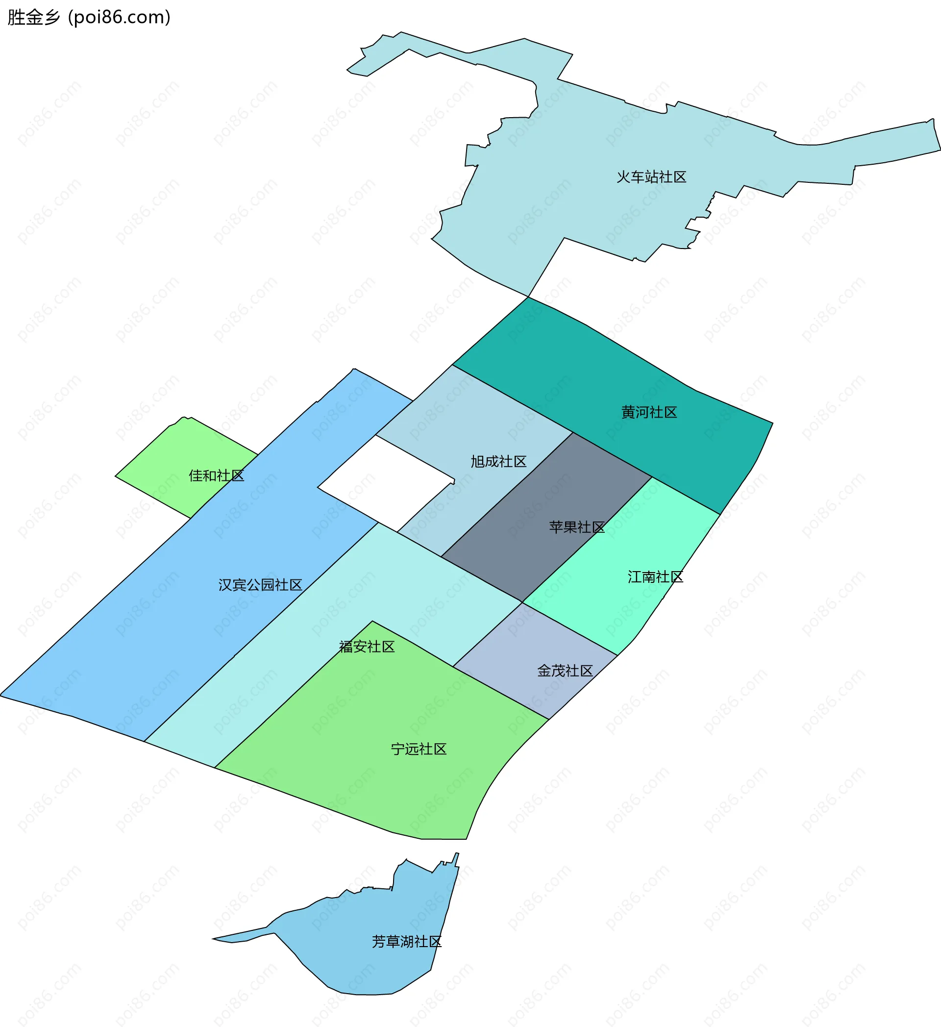胜金乡边界地图(五级行政区划)