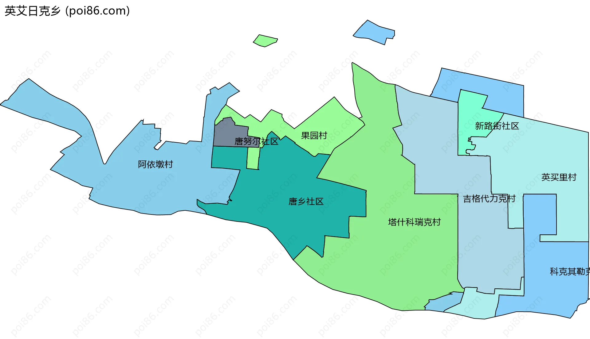 英艾日克乡边界地图(五级行政区划)