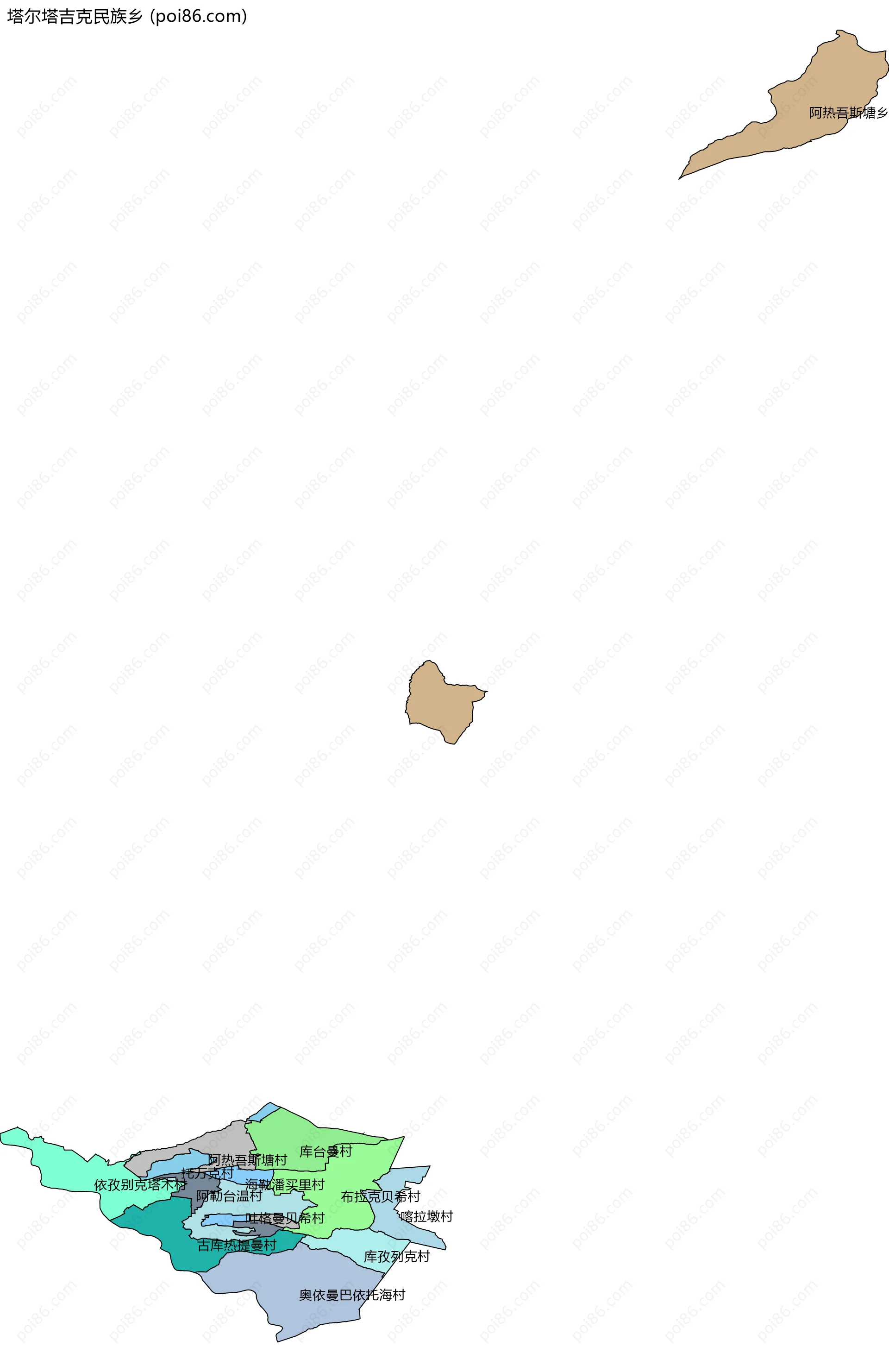 塔尔塔吉克民族乡边界地图(五级行政区划)