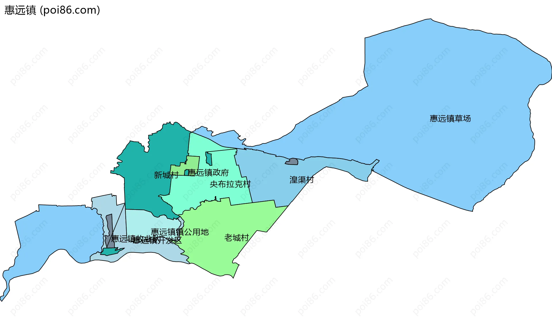 惠远镇边界地图(五级行政区划)