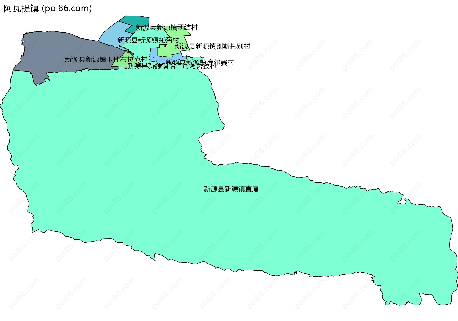 阿瓦提镇边界地图(五级行政区划)
