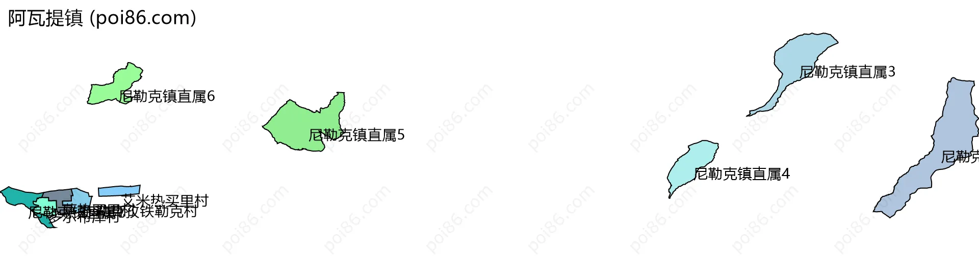 阿瓦提镇边界地图(五级行政区划)