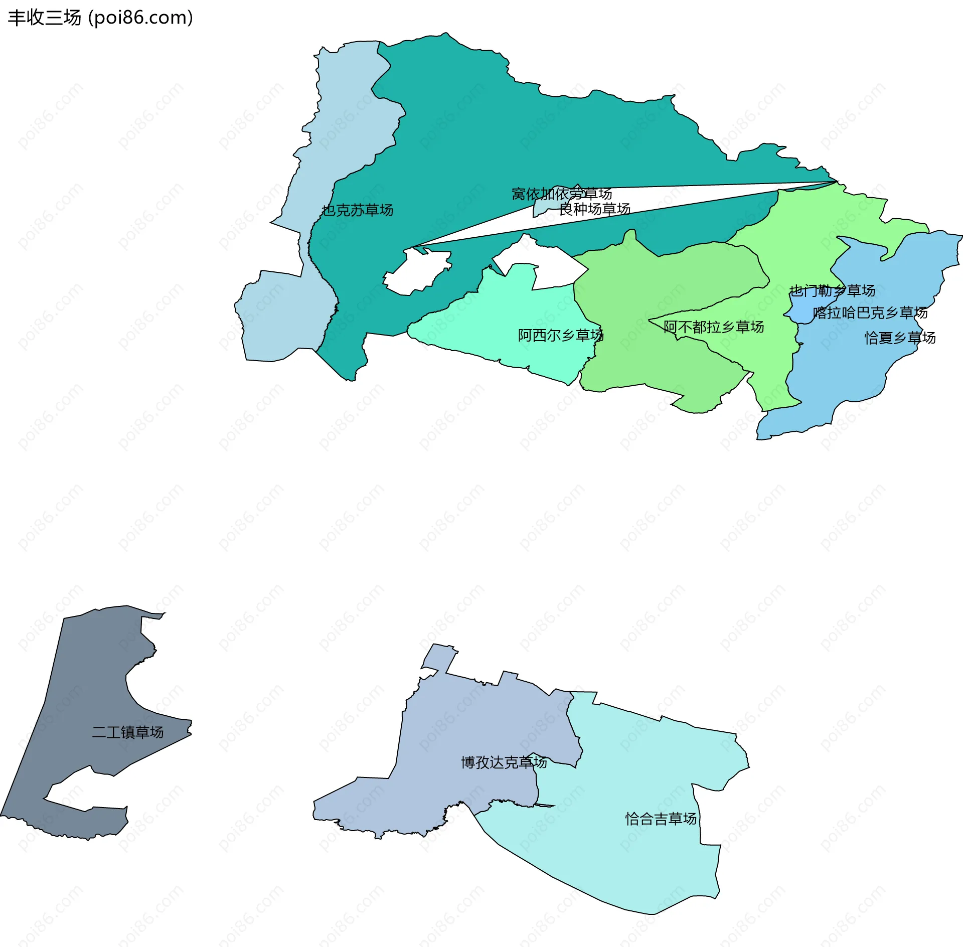 丰收三场边界地图(五级行政区划)