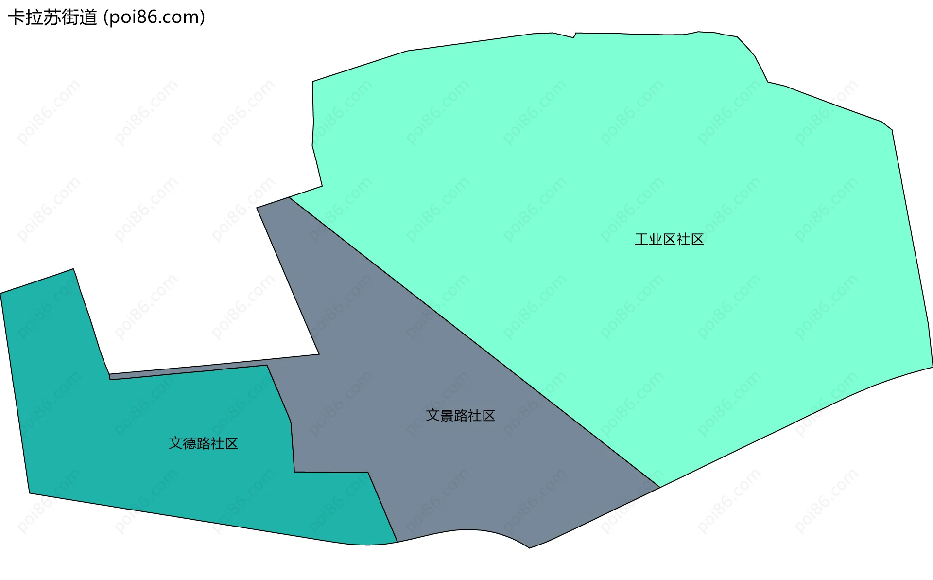 卡拉苏街道边界地图(五级行政区划)