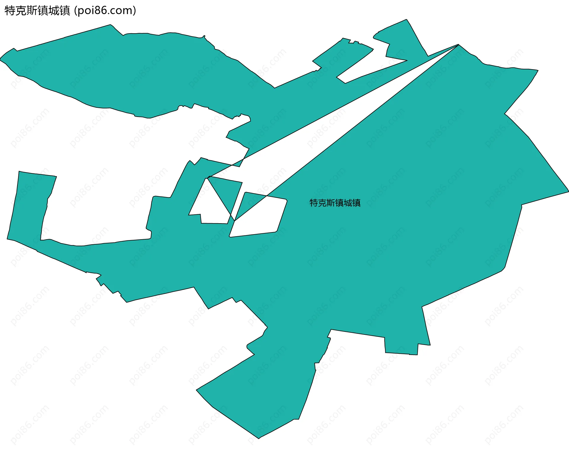 特克斯镇城镇边界地图