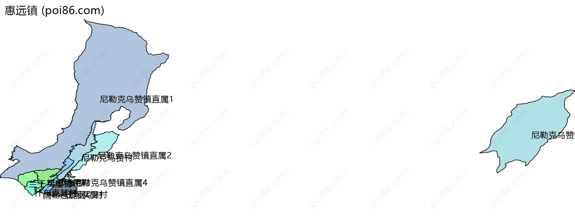 惠远镇边界地图(五级行政区划)