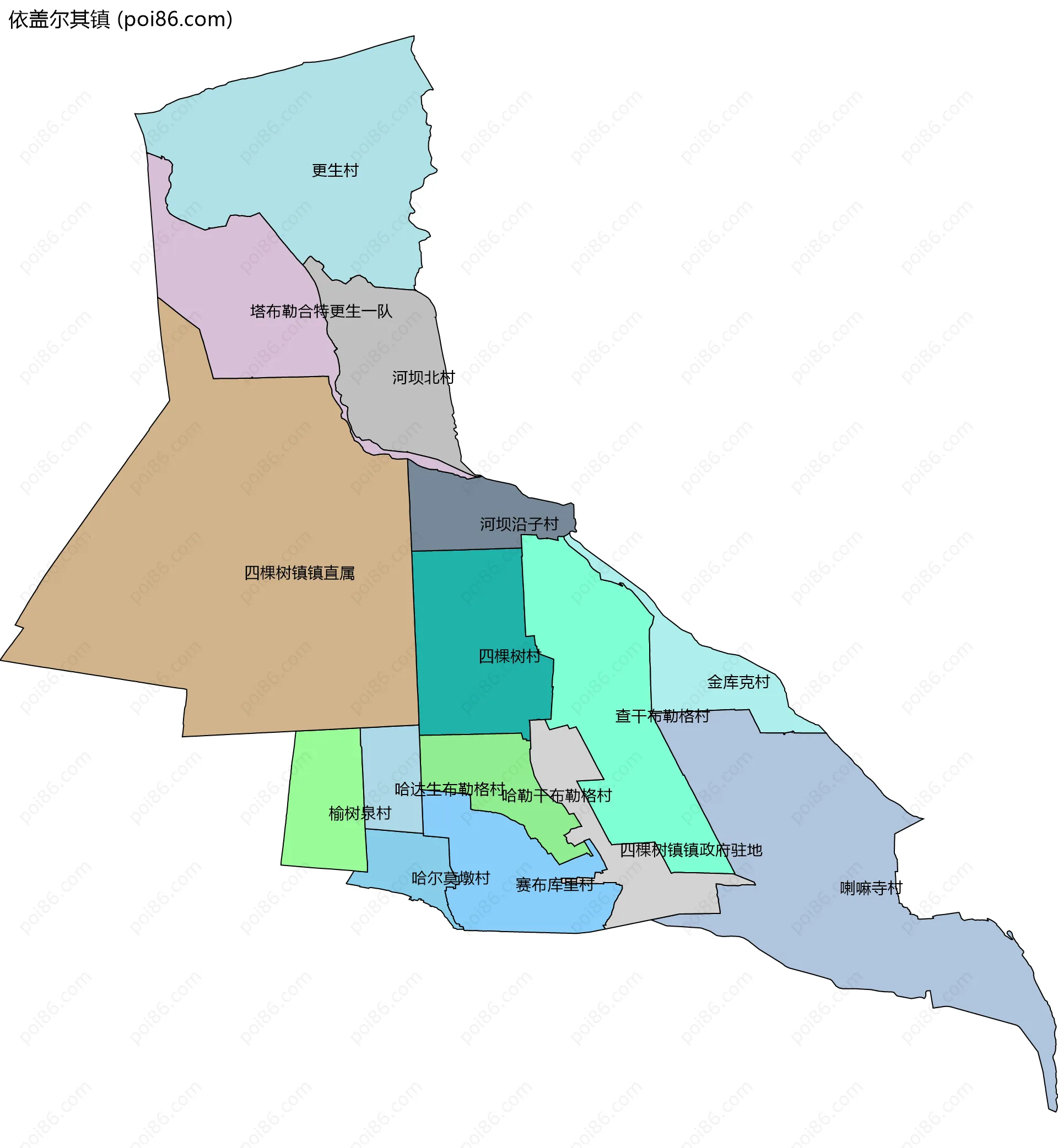依盖尔其镇边界地图(五级行政区划)