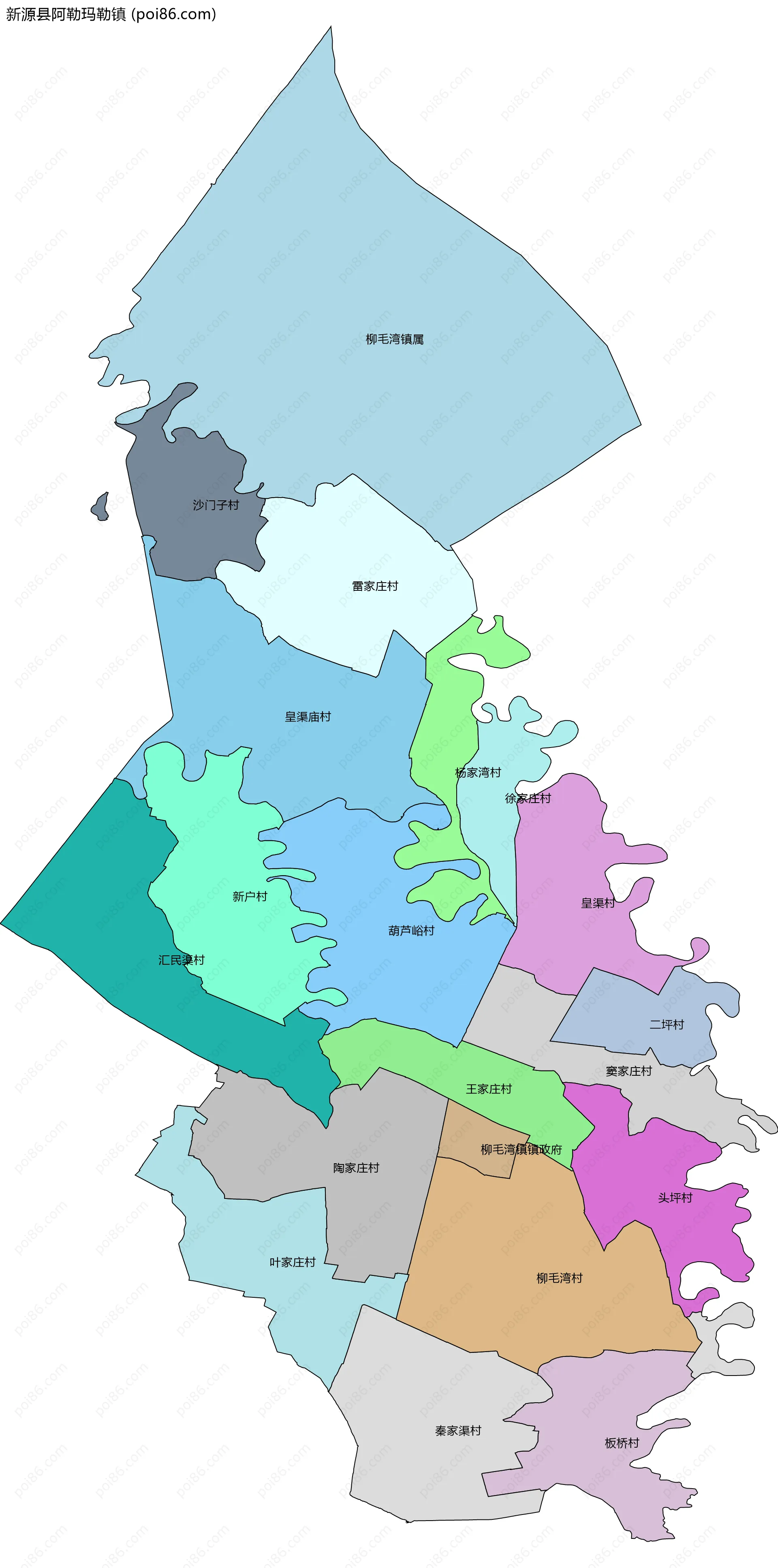 新源县阿勒玛勒镇边界地图(五级行政区划)