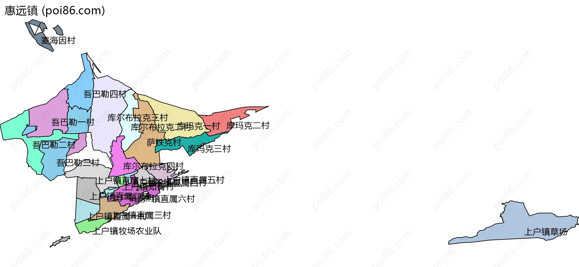 惠远镇边界地图(五级行政区划)