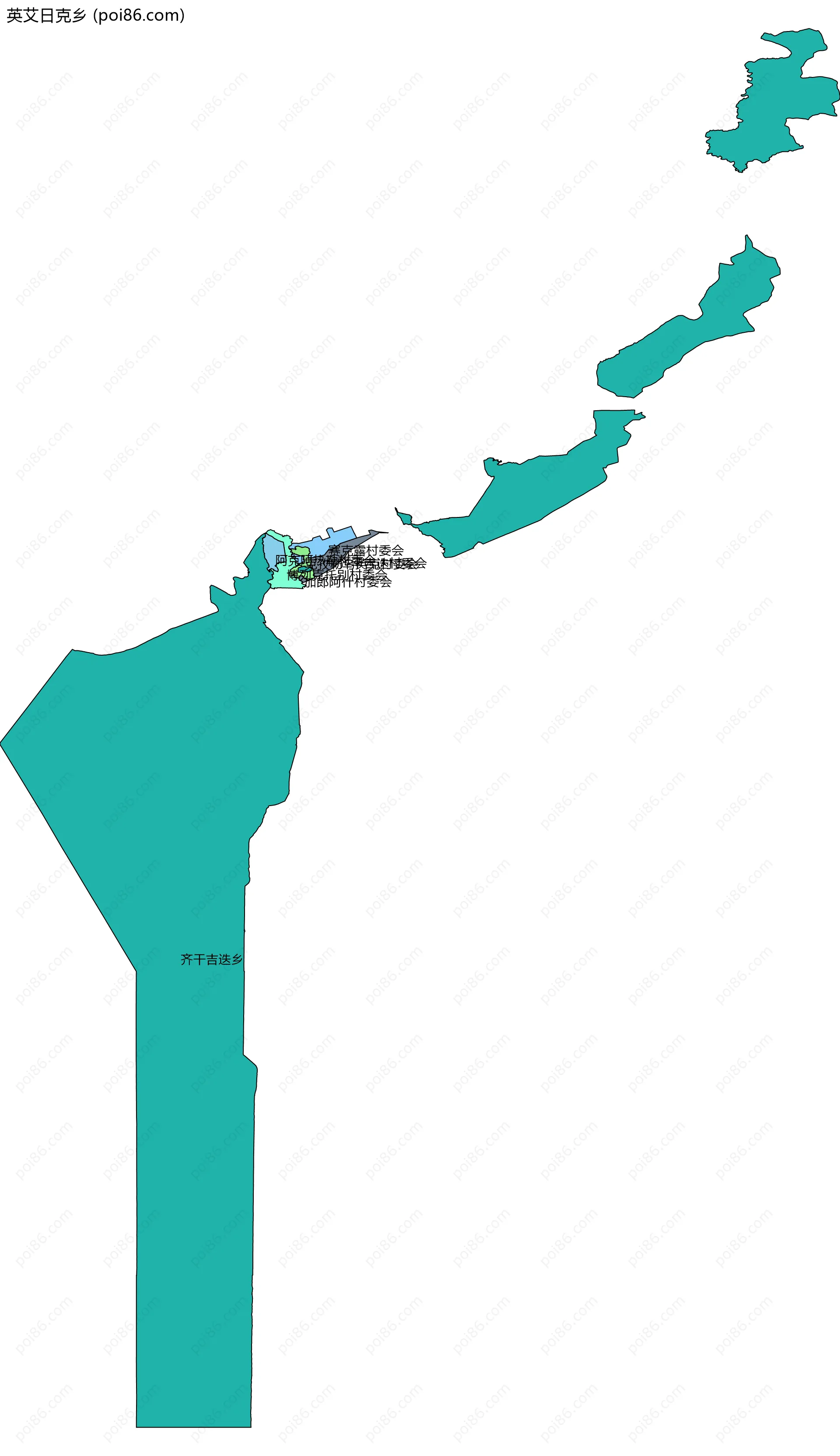 英艾日克乡边界地图(五级行政区划)