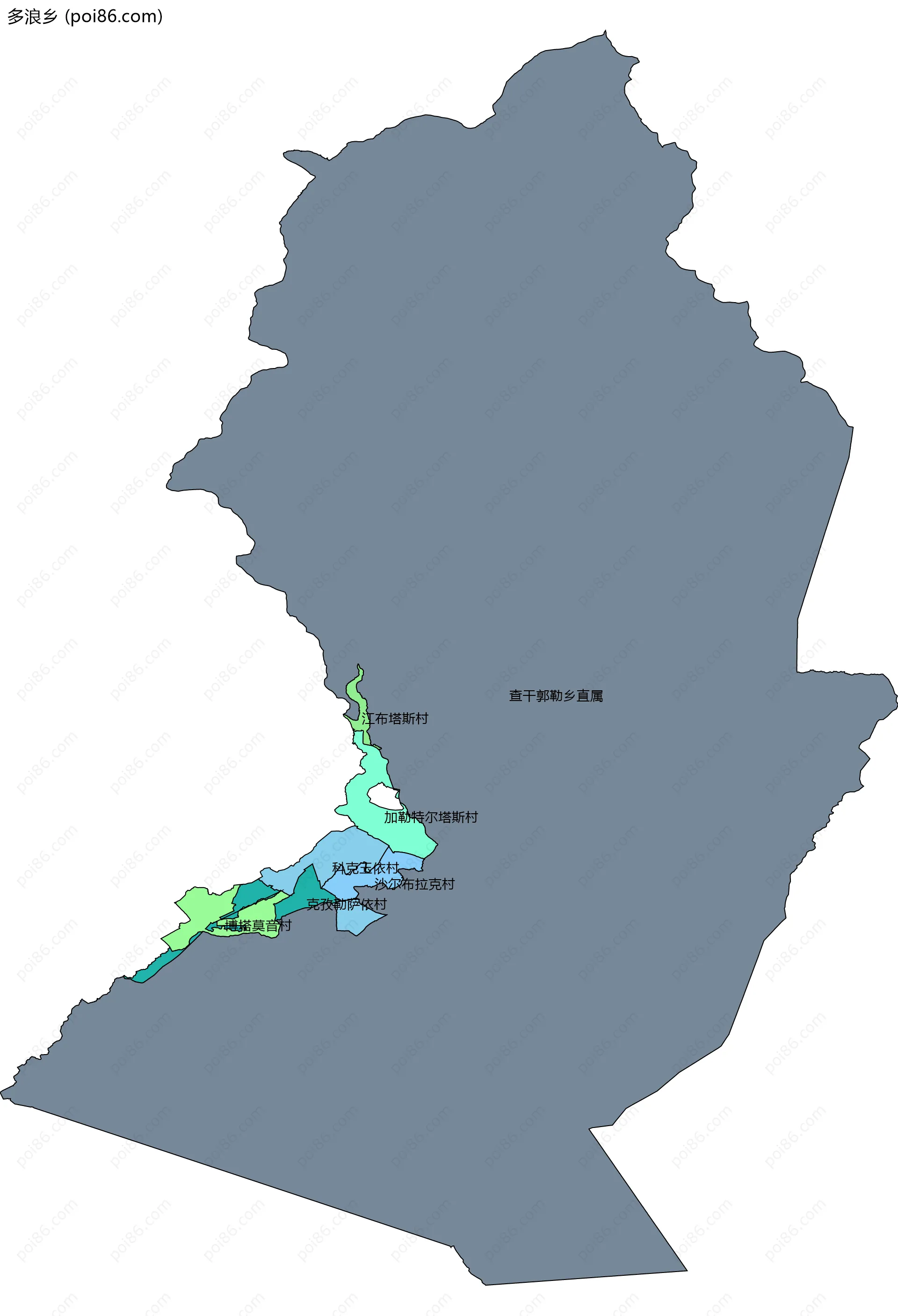 多浪乡边界地图(五级行政区划)