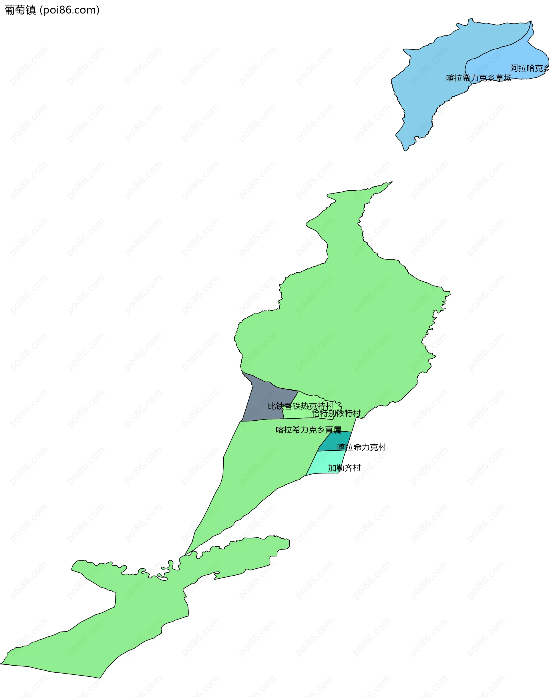 葡萄镇边界地图(五级行政区划)