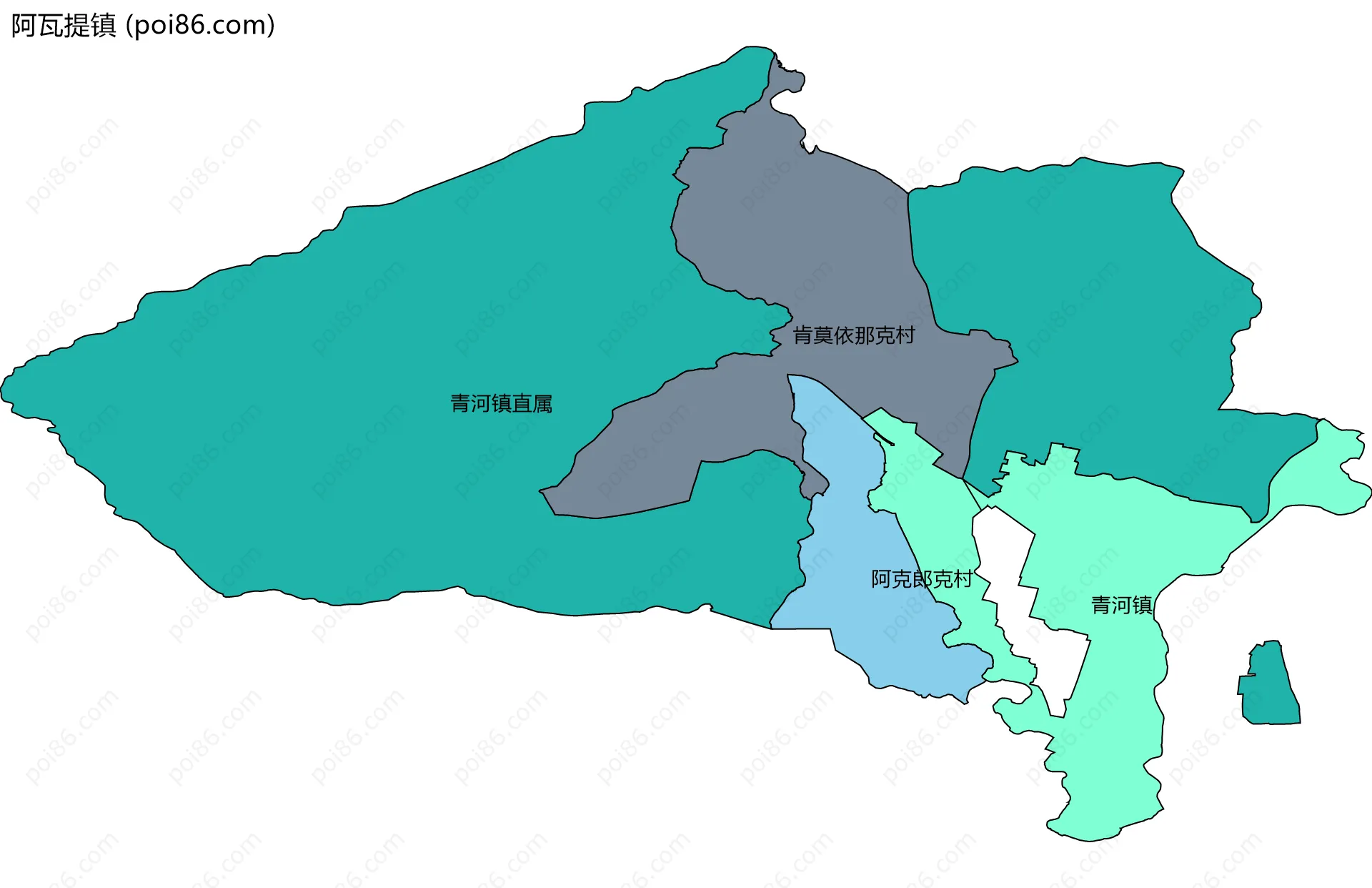 阿瓦提镇边界地图(五级行政区划)