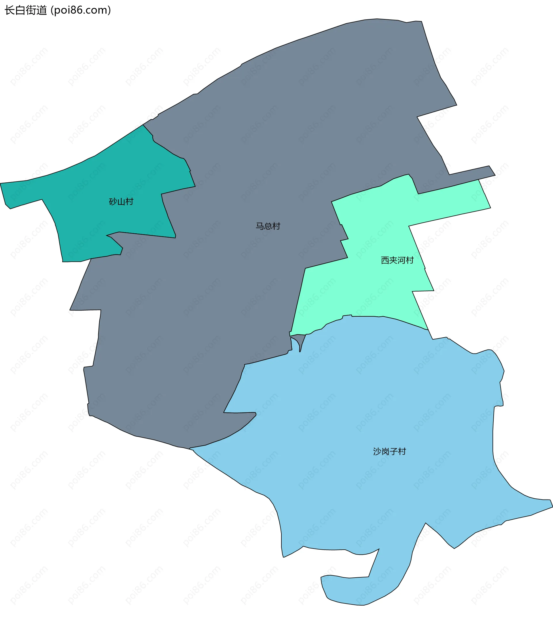 长白街道边界地图(五级行政区划)