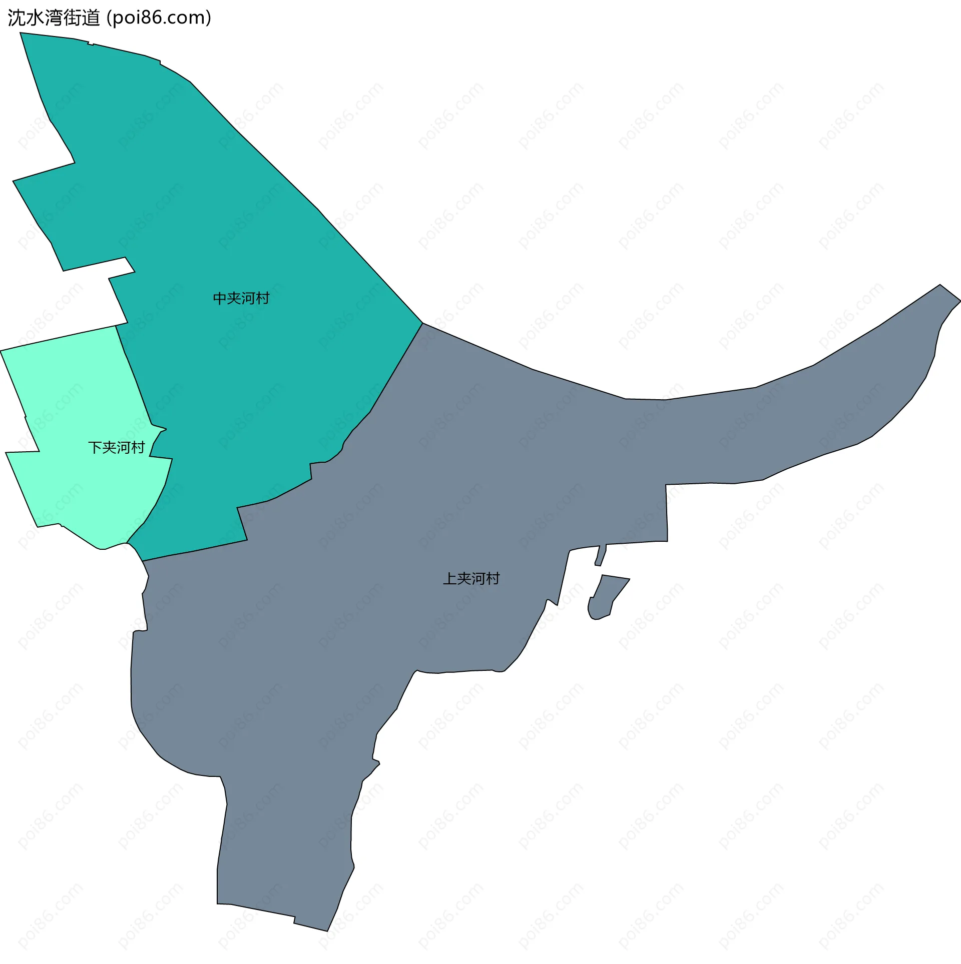 沈水湾街道边界地图(五级行政区划)