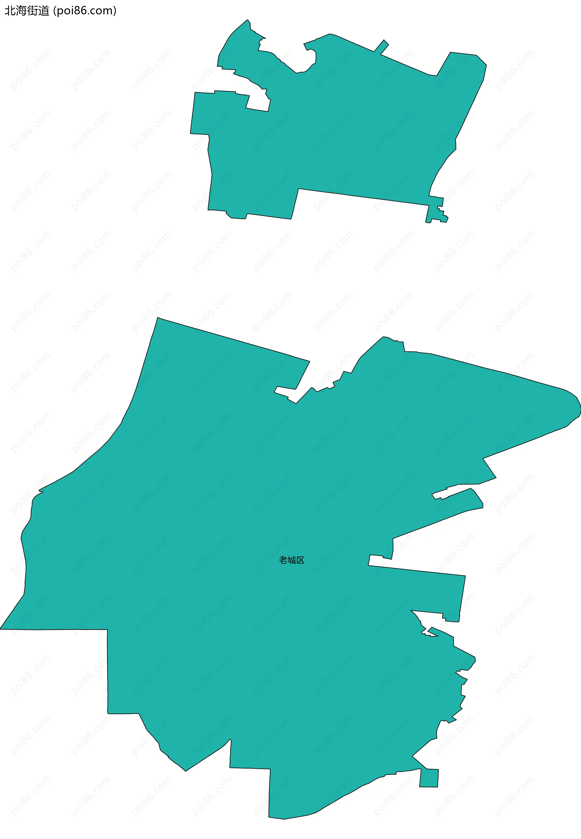 北海街道边界地图(五级行政区划)