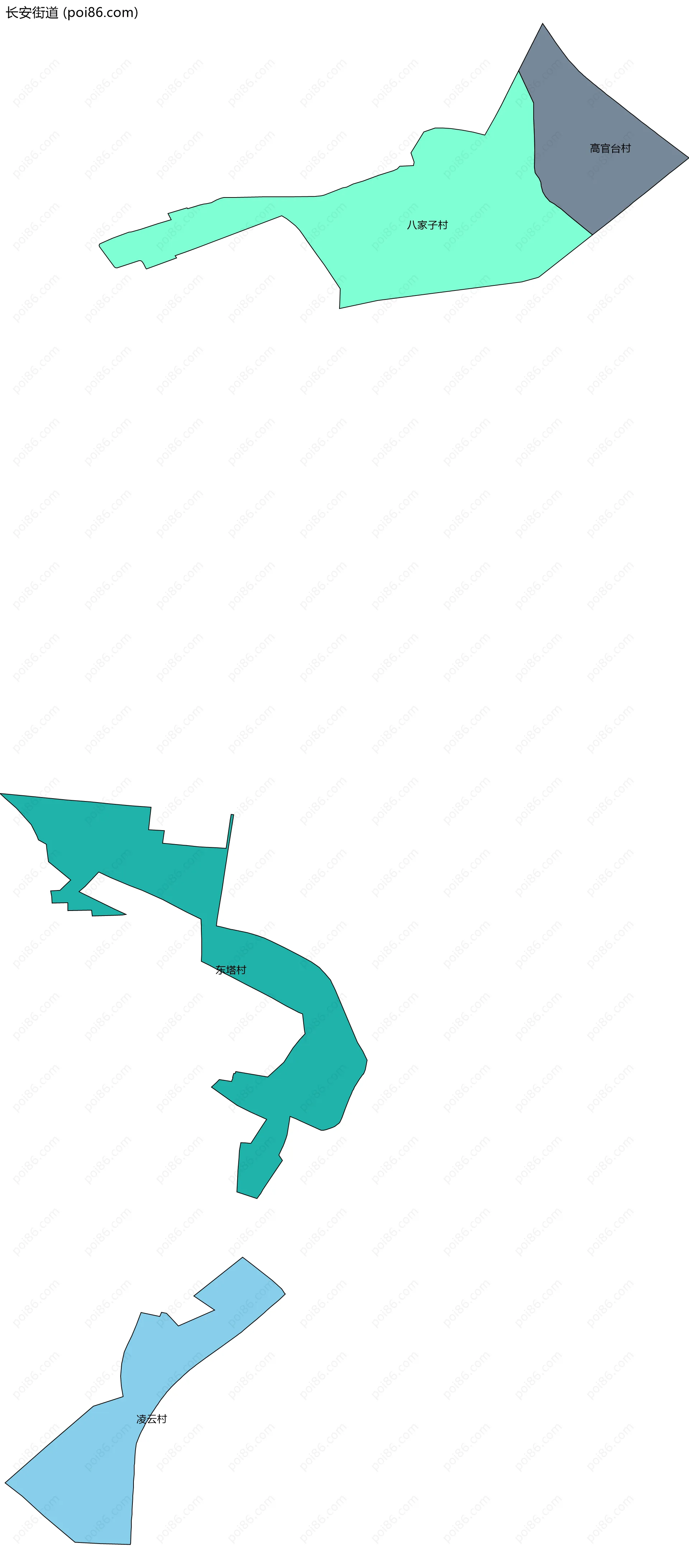 长安街道边界地图(五级行政区划)