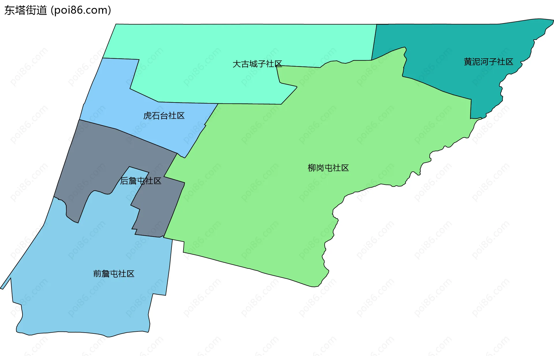 东塔街道边界地图(五级行政区划)