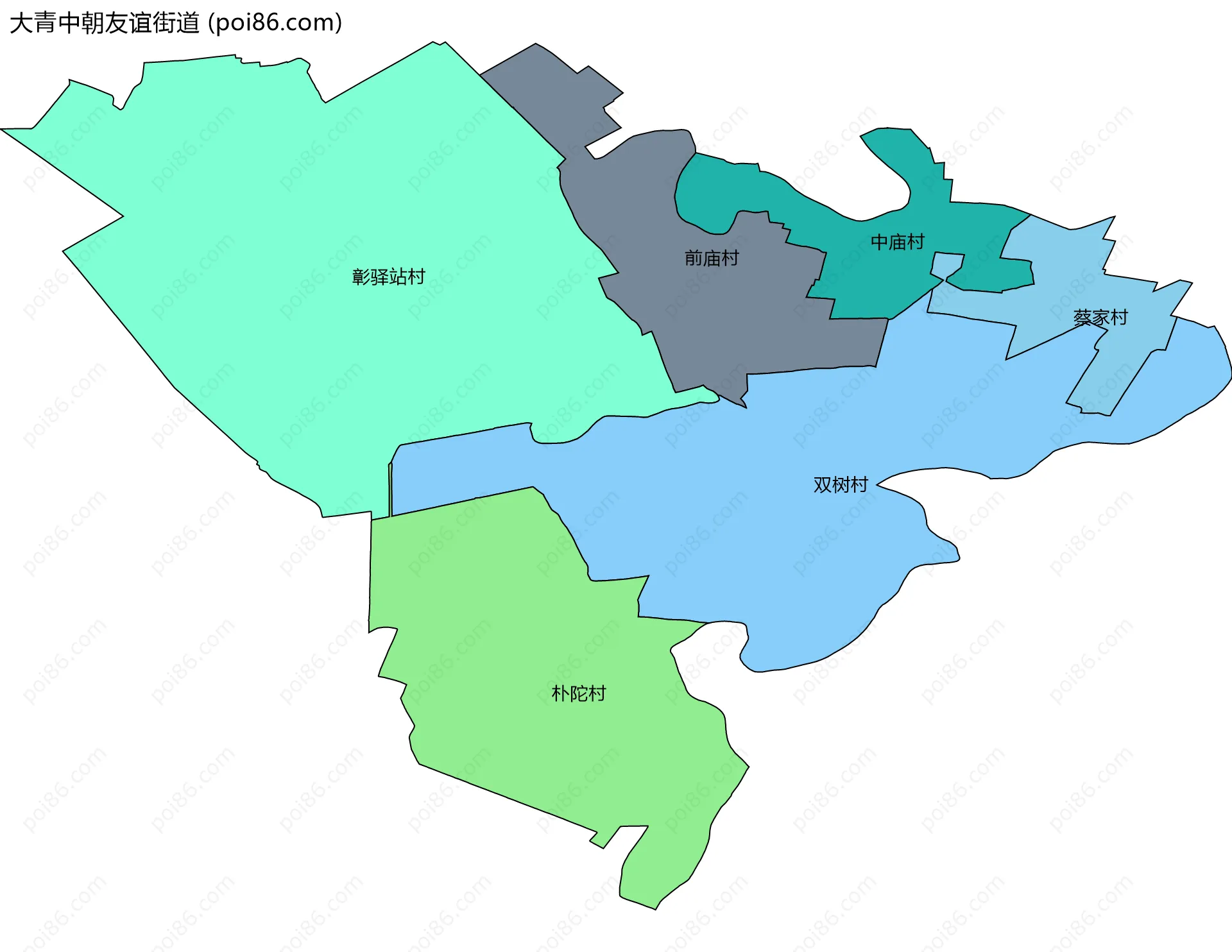 大青中朝友谊街道边界地图(五级行政区划)