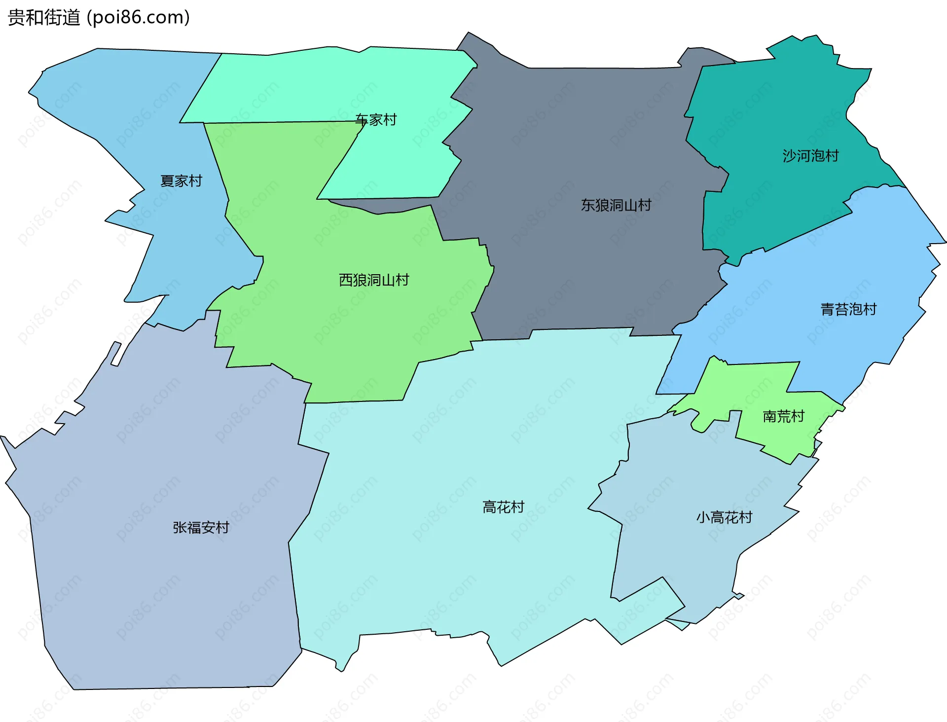 贵和街道边界地图(五级行政区划)