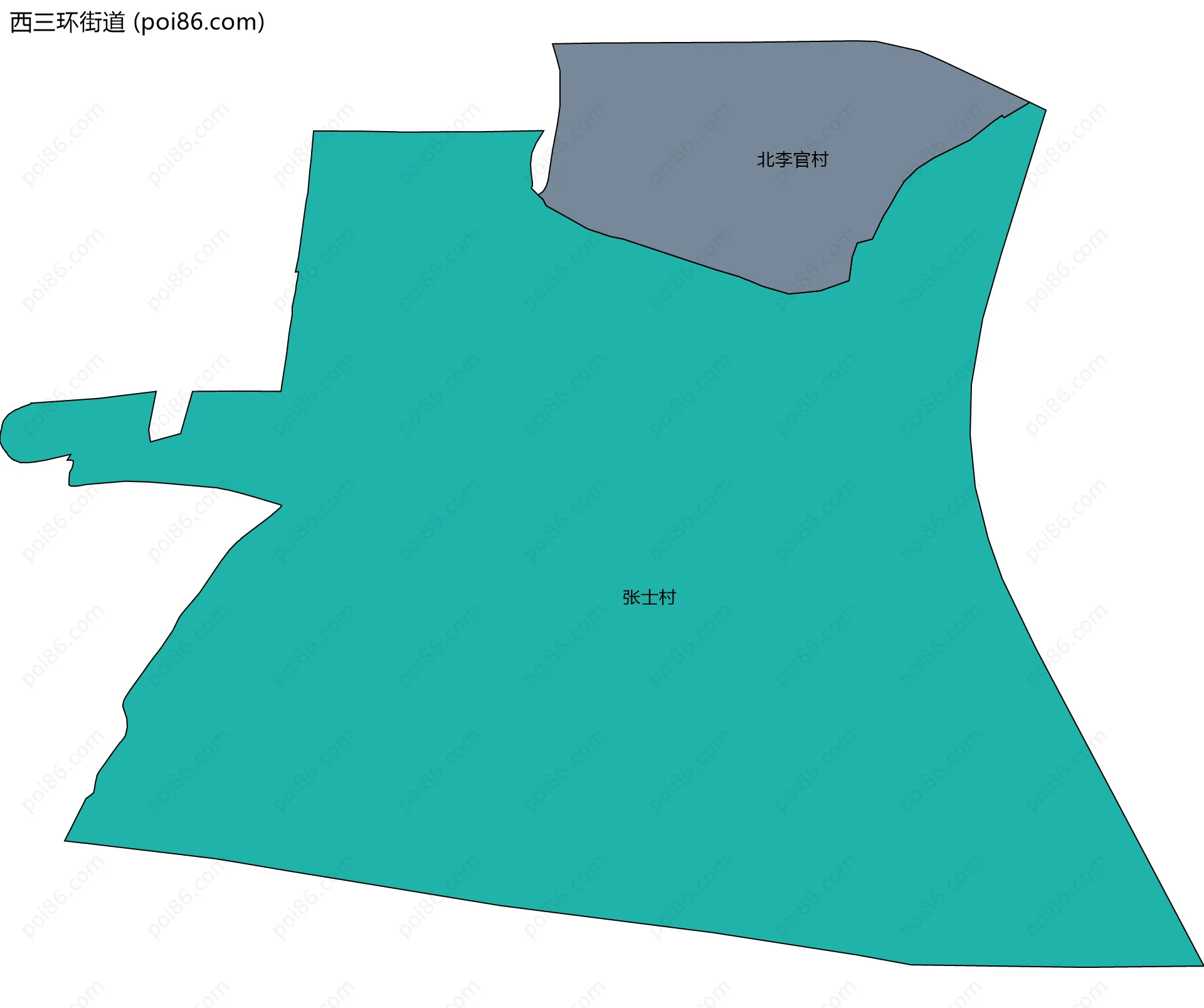 西三环街道边界地图(五级行政区划)