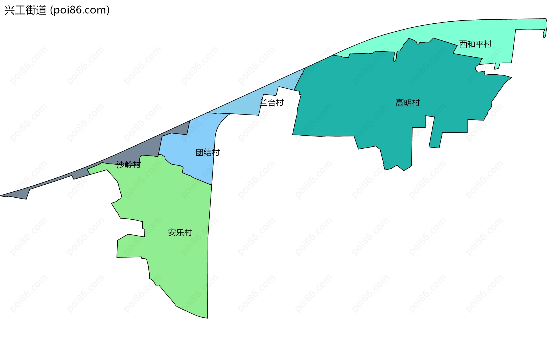 兴工街道边界地图(五级行政区划)