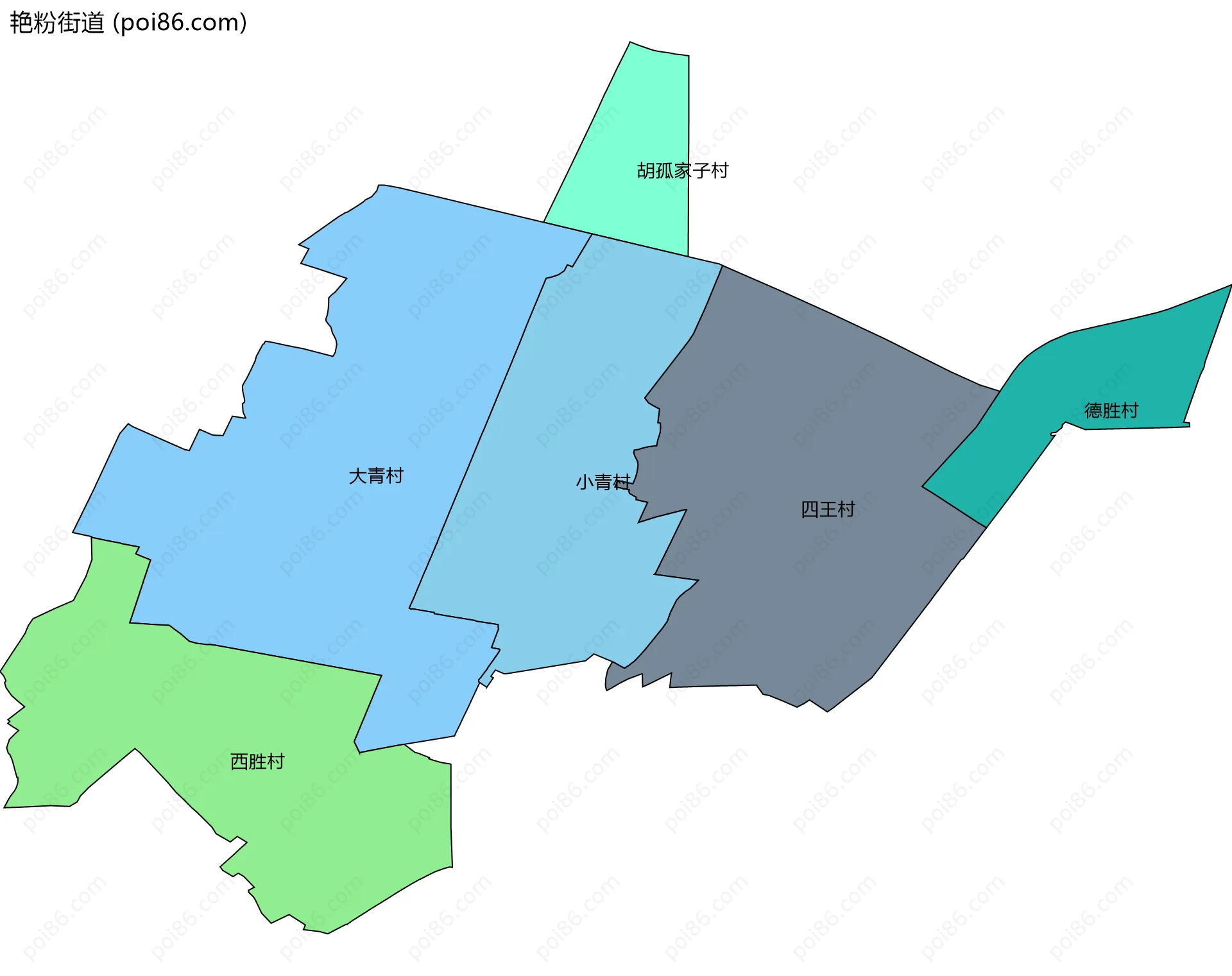 艳粉街道边界地图(五级行政区划)