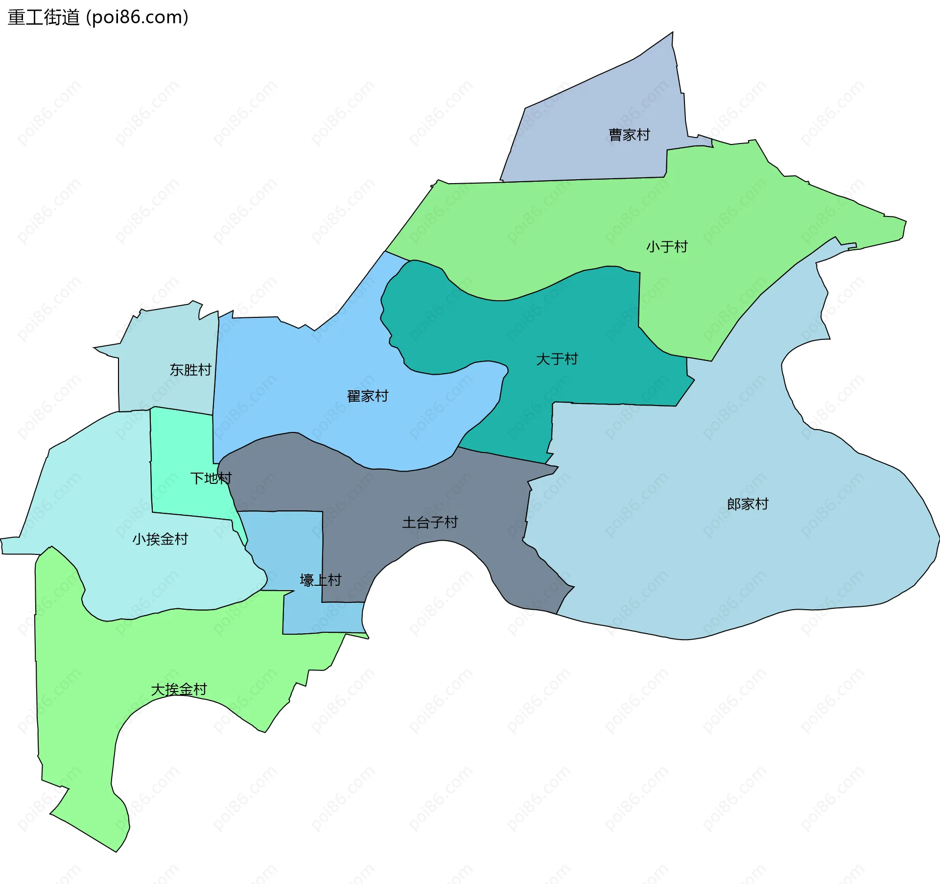 重工街道边界地图(五级行政区划)