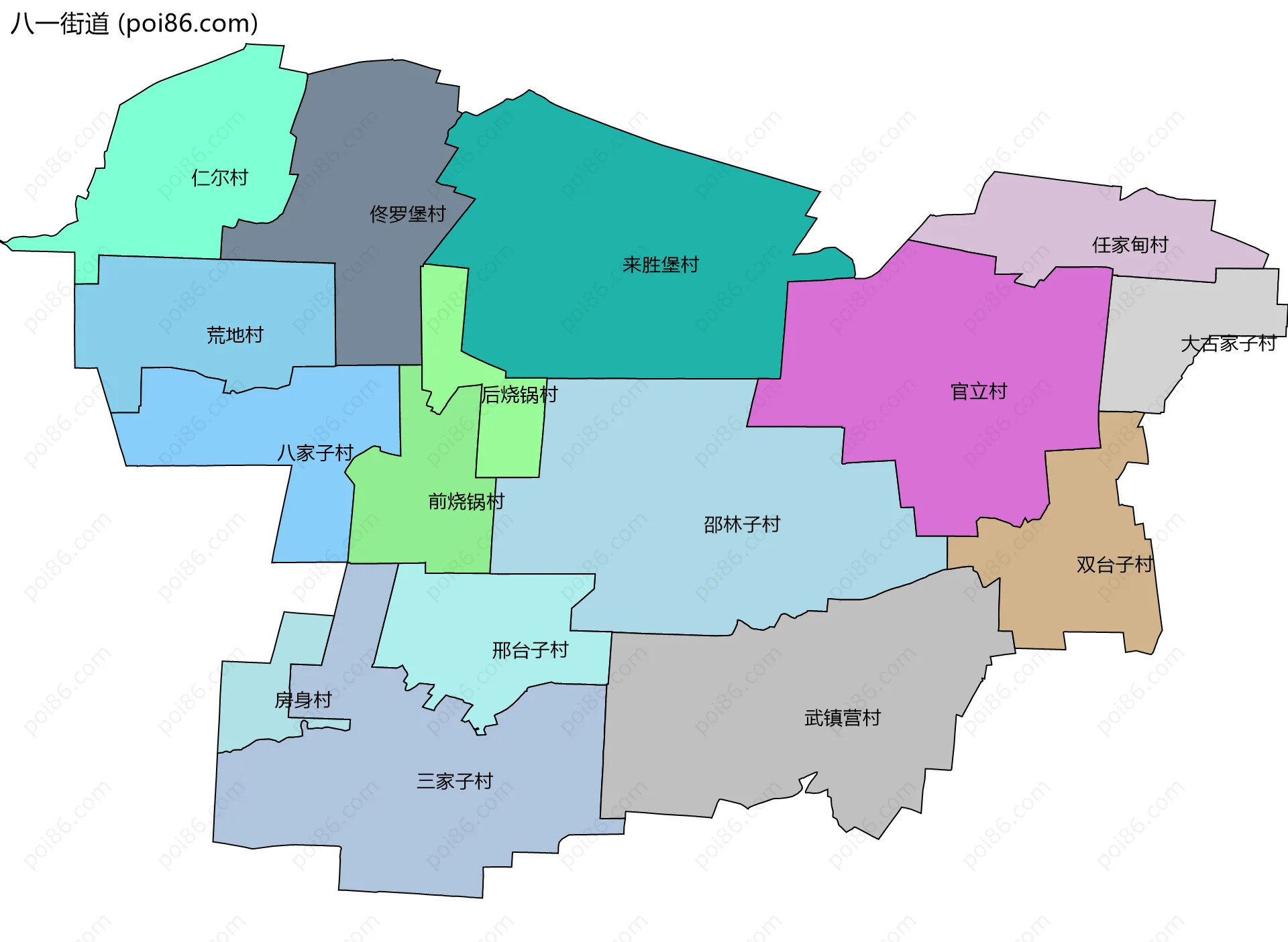八一街道边界地图(五级行政区划)