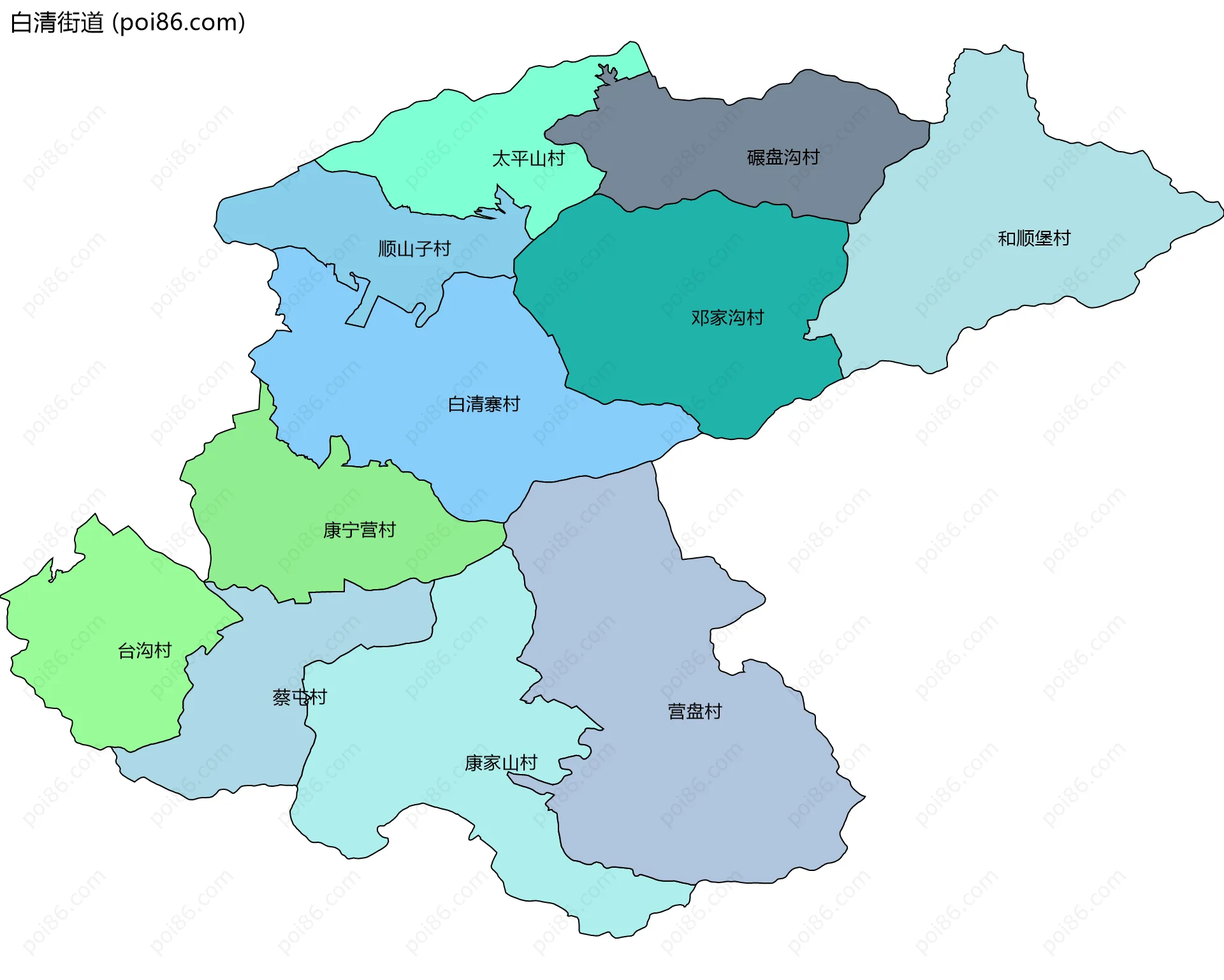 白清街道边界地图(五级行政区划)