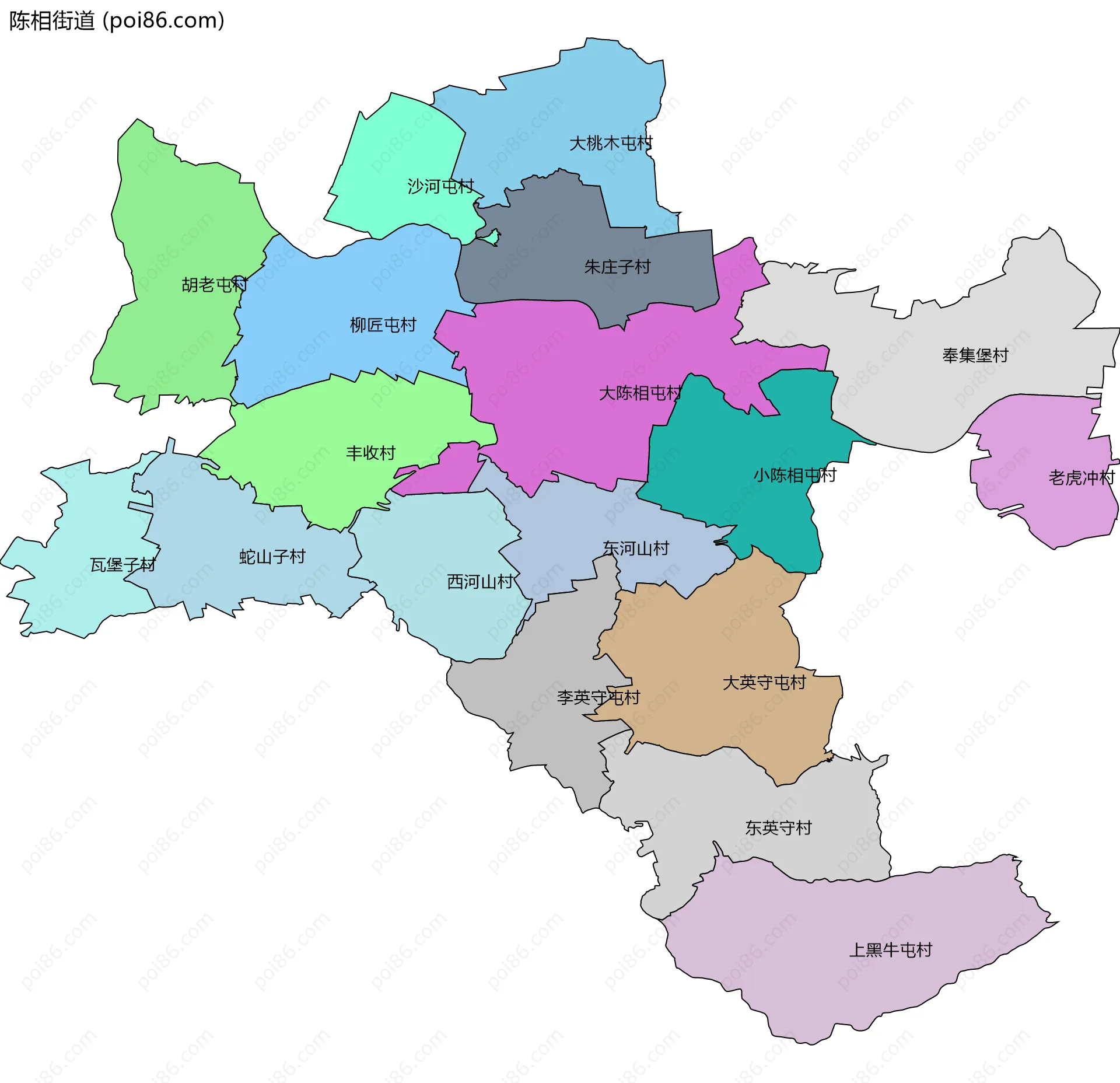 陈相街道边界地图(五级行政区划)