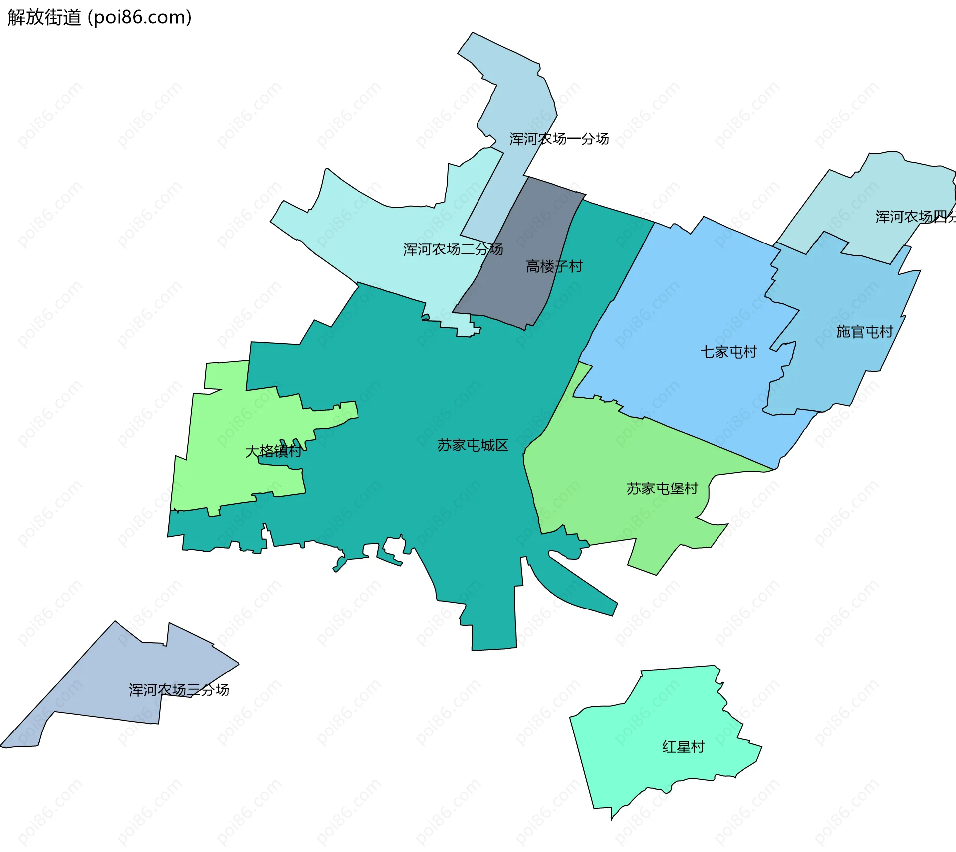 解放街道边界地图(五级行政区划)
