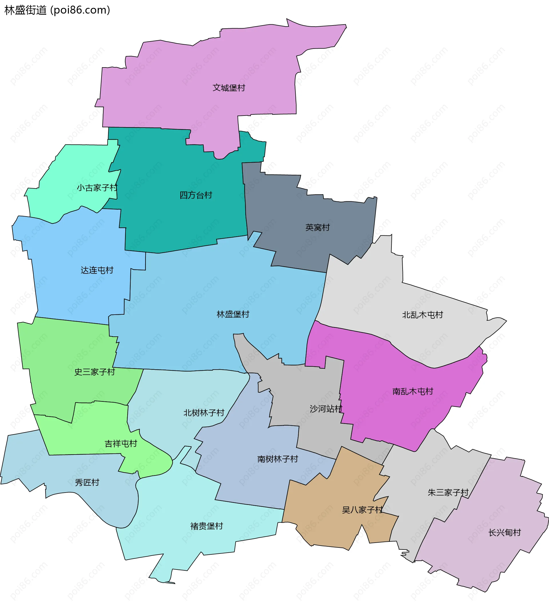 林盛街道边界地图(五级行政区划)