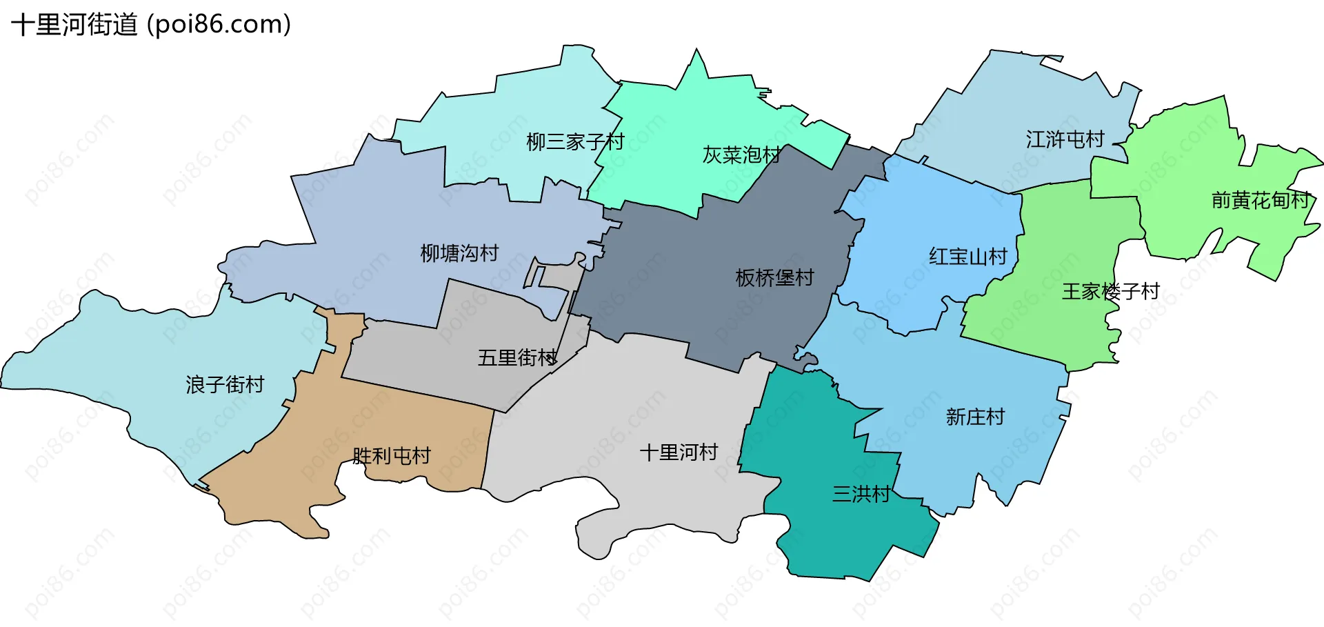 十里河街道边界地图(五级行政区划)
